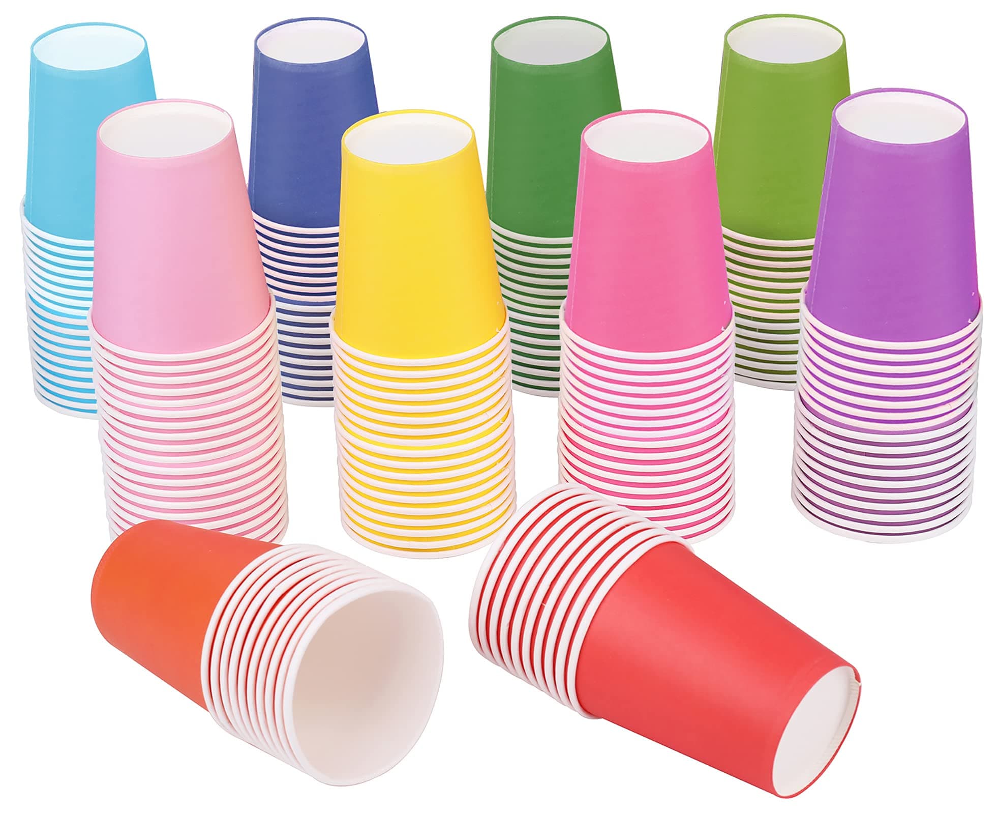 Yesland 200 Packs 7.5 OZ Disposable Party Paper Cups, 10 Colors Paper Drinking Cup for Water, Juice, Coffee or Tea, Perfect for Holiday Wedding Office Outdoor Activities