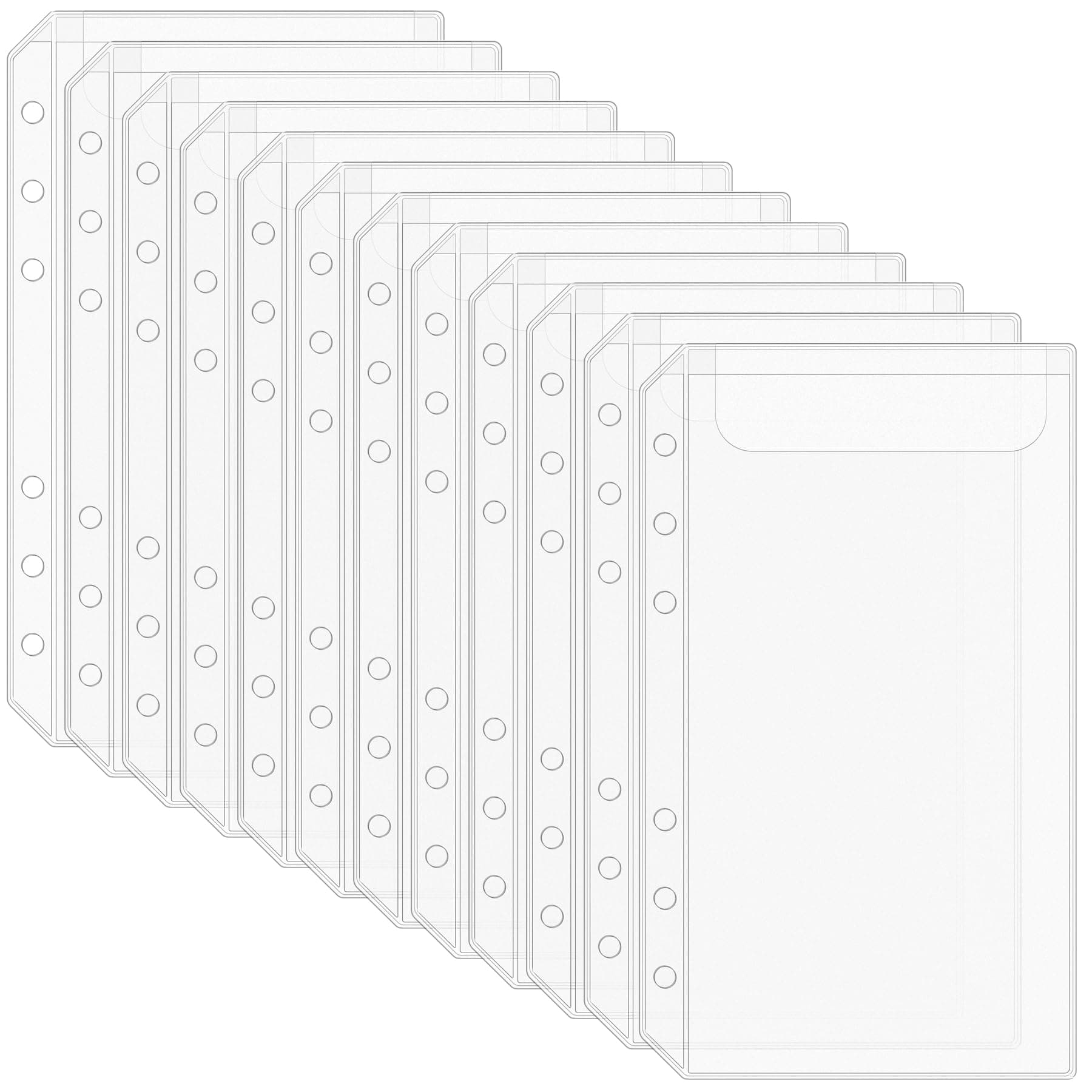 Antner A6 Binder Pocket No Zipper Cash Envelopes for A6 6 Ring Binders, 6 Holes Non-Zipper Binder Pouch, Money Folder Organizer, Budget Envelopes, Loose Leaf Insert Bags, Cash Filled Binder