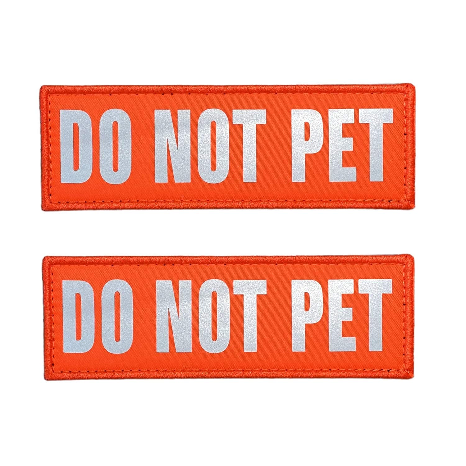 JUJUPUPS Orange Reflective Dog Patches 2 Pack Service Dog,in Training,DO NOT PET,Patches with Hook and Loop for Vests and Harnesses (DO NOT PET, 5x1.5 inch)