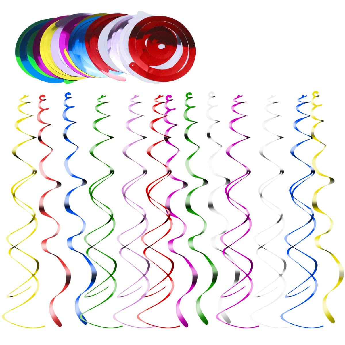 14pcs Multicolor Hanging Swirl Party Decorations, Spiral Streamers, Birthday Party Supplies, Wedding Decorations, for Birthday Wedding Party, Rainbow Swirl for Baby Kids Boys Girls Adult