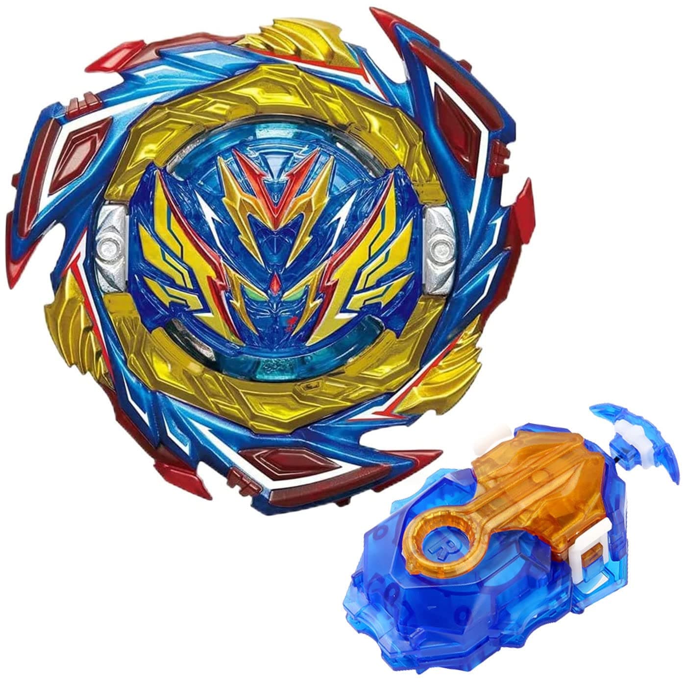 Konikiwa Beybattle String Launcher, Savior Valkyrie, Topburst Launcher Set, Left and Right Spin Launcher, DB Launcher, Compatible with All Beyburst Series, Blue