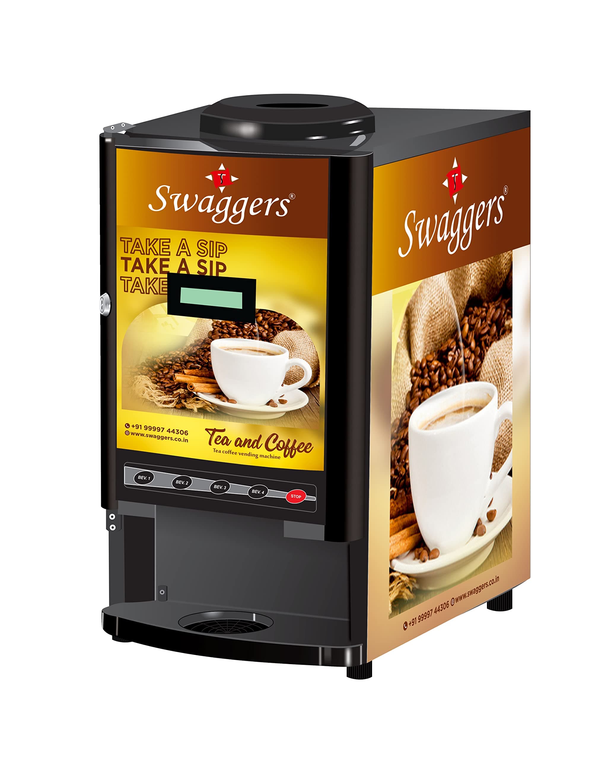 - swaggers 3 lane Coffee/Tea Vending Machine For shops|offices|company|Factory, No Milk Required