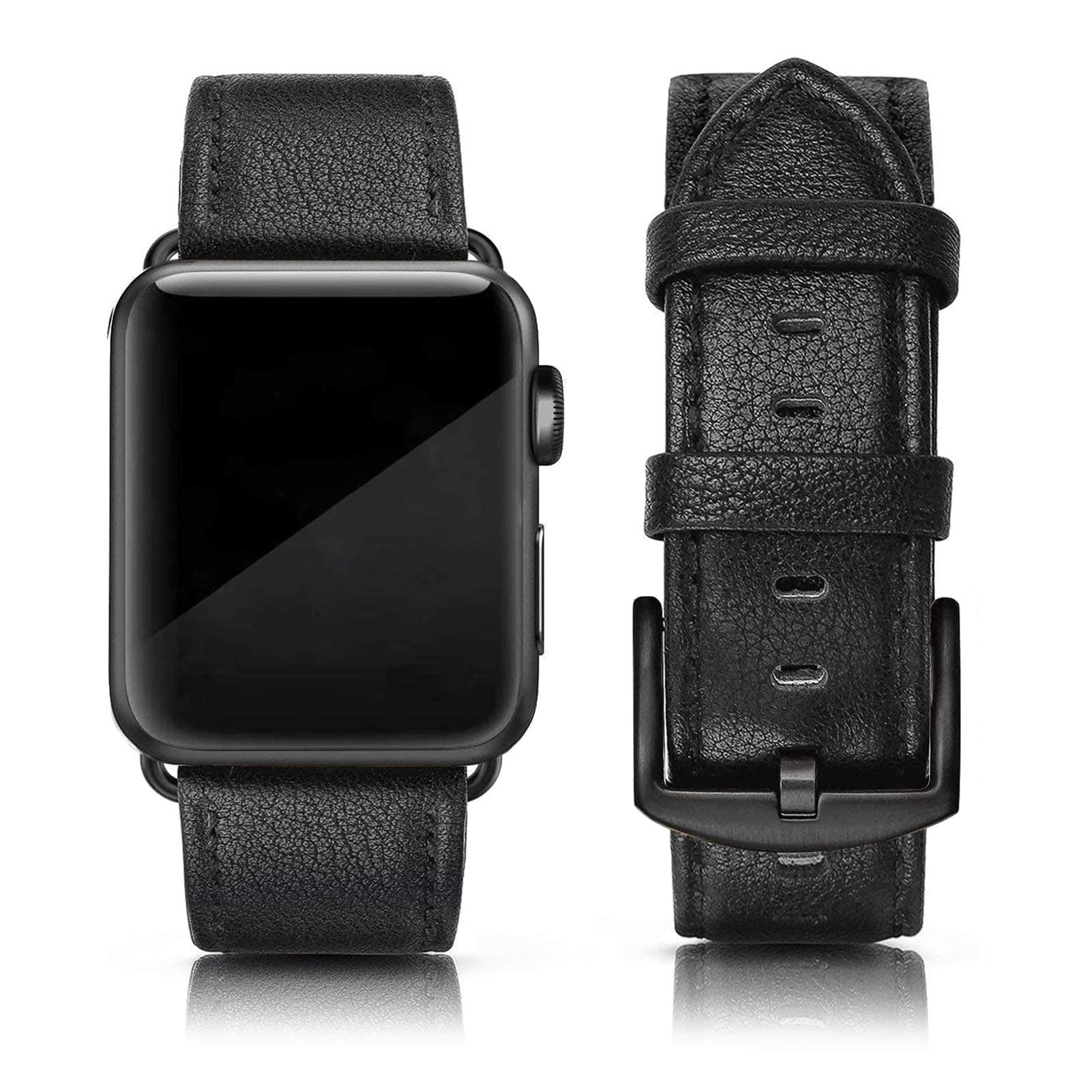 EDIMENS Leather Bands Compatible with Apple Watch 42mm 44mm Band Men Women, Vintage Genuine Leather Wristband Replacement Band Compatible for Apple Watch iwatch Series 6 5 4 3 2 1, SE Sports & Edition