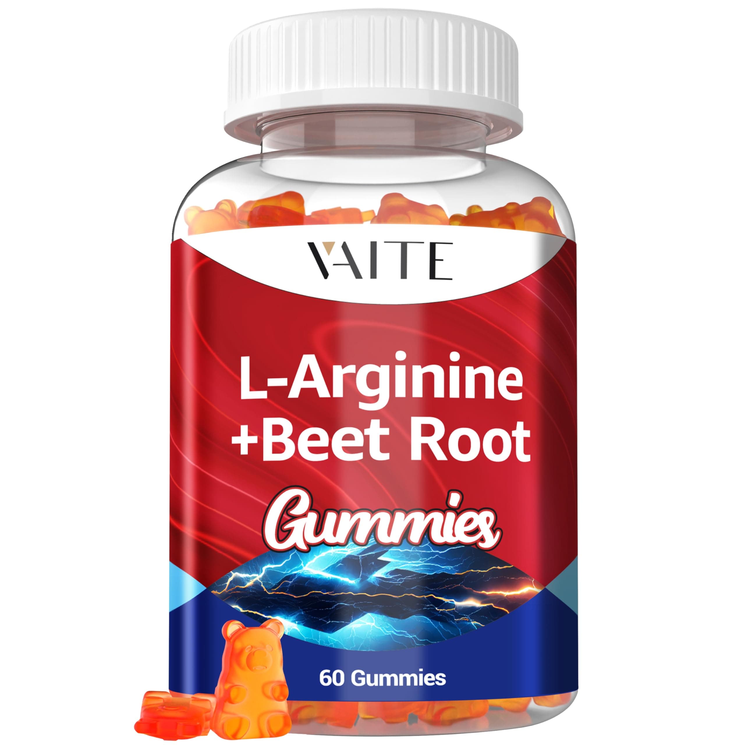 VAITE L Arginine Supplement Beet Root Gummies - Double Strength, Energy Boost, Circulation Support and Stamina, Organic Chewable Beets Supplements for Men and Women, Vegan Gummy, Non-GMO, Sugar-Free