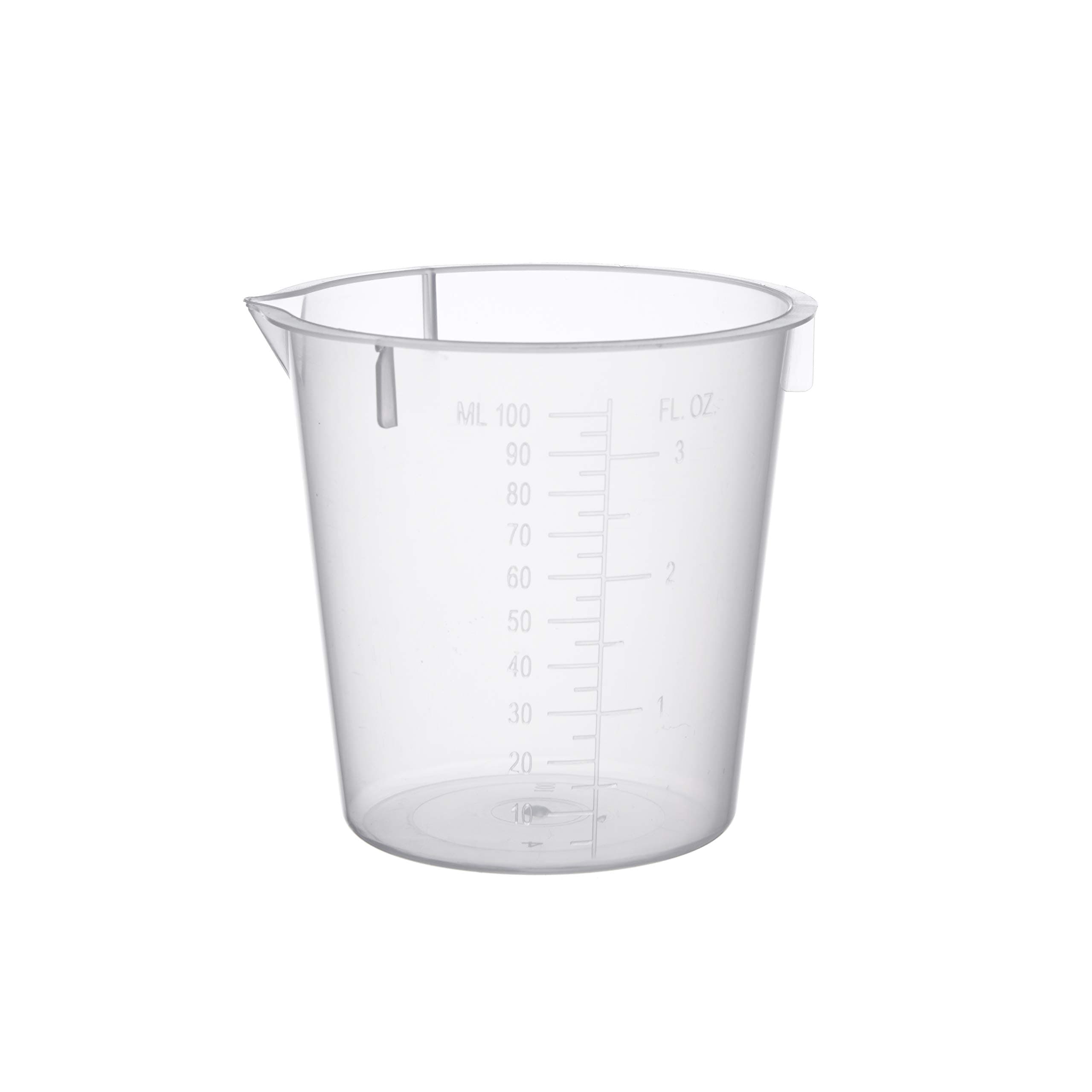 Graduated 100 mL, Polypropylene Plastic Disposable Beaker, Measuring Cup Part Number L-1230 (Pack of 100) for use in Labs, Scientific, Schools, Hospitals, Doctors Offices