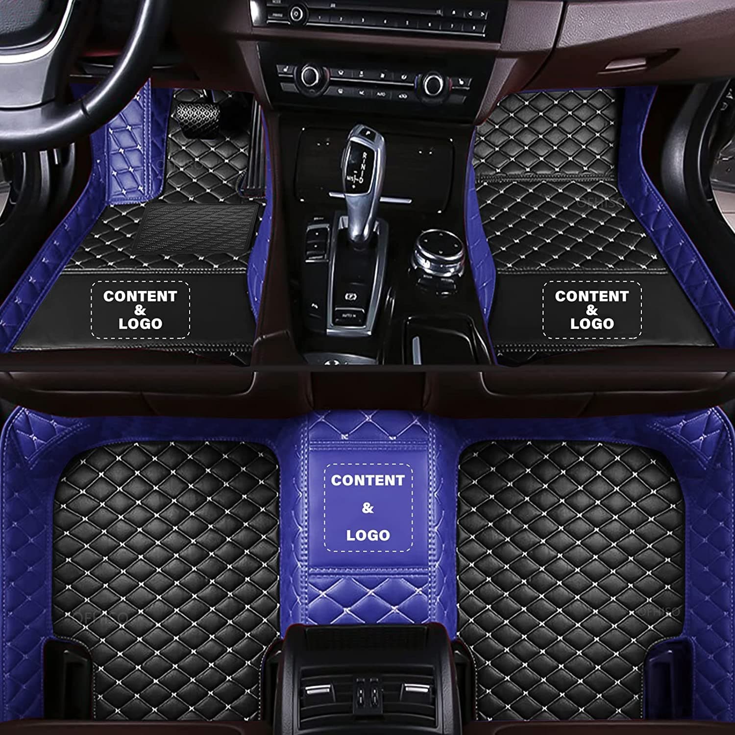 Custom Floor Mats for Cars fit 95% Sedan SUV Sports Car Full Coverage All Weather Pads Protection Non-Slip Leather Floor Liners (Black+Blue Edge)