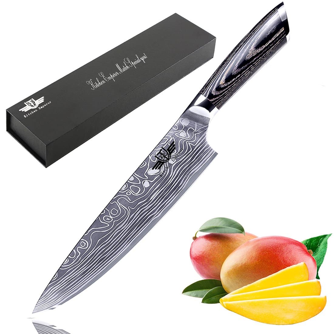 Professional Chef Knife, Kitchen Knife, High Carbon German Steel Blade with Comfortable Ergonomic Handle, Anti Rust and Wear Resistant, Suitable for Restaurant and Home Kitchen-Kitchen Emperor