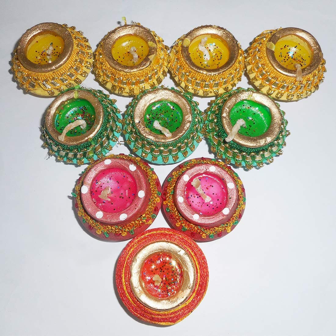 Sky Trends Diwali Gift Set, Best Diwali Gift for Home Decorative Handmade Diyas Green, Yellow, Red, Blue(Diya Color Will Be Change According to Stock- 12 Diya Set