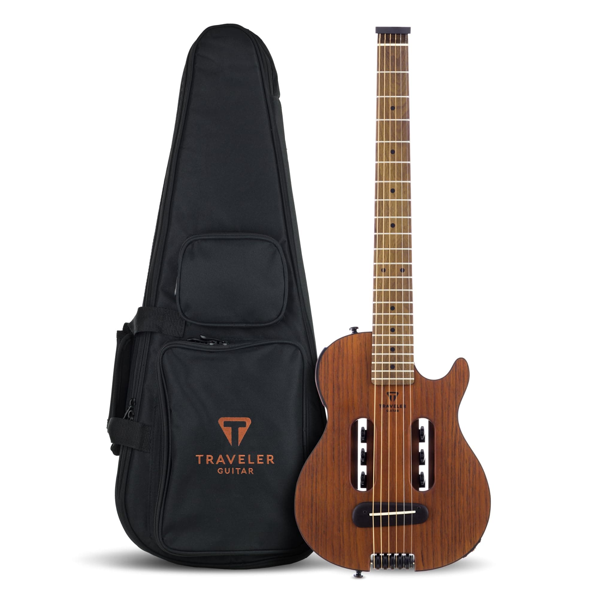 - Escape Mark III Mahogany Acoustic Guitar | Portable Acoustic with Built-in Headphone Amp | Full 25.5" Scale Headless Guitar | Custom Gig Bag Included