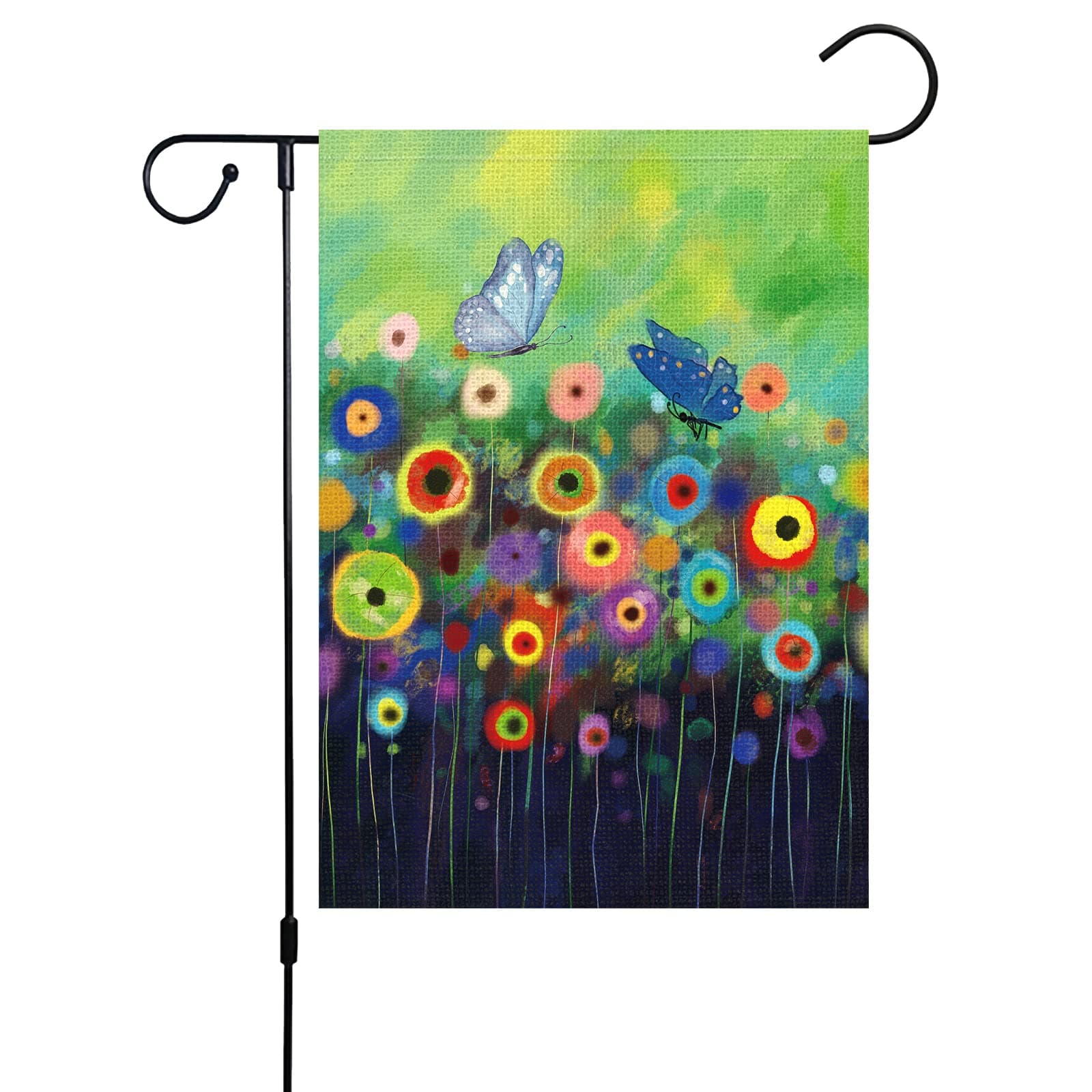 Louise MaelysSpring Summer Floral Garden Flag 12x18 Double Sided, Burlap Small Vertical Watercolor Abstract Flower Butterfly Garden Yard Flags for Seasonal Outside Outdoor House Decoration (ONLY