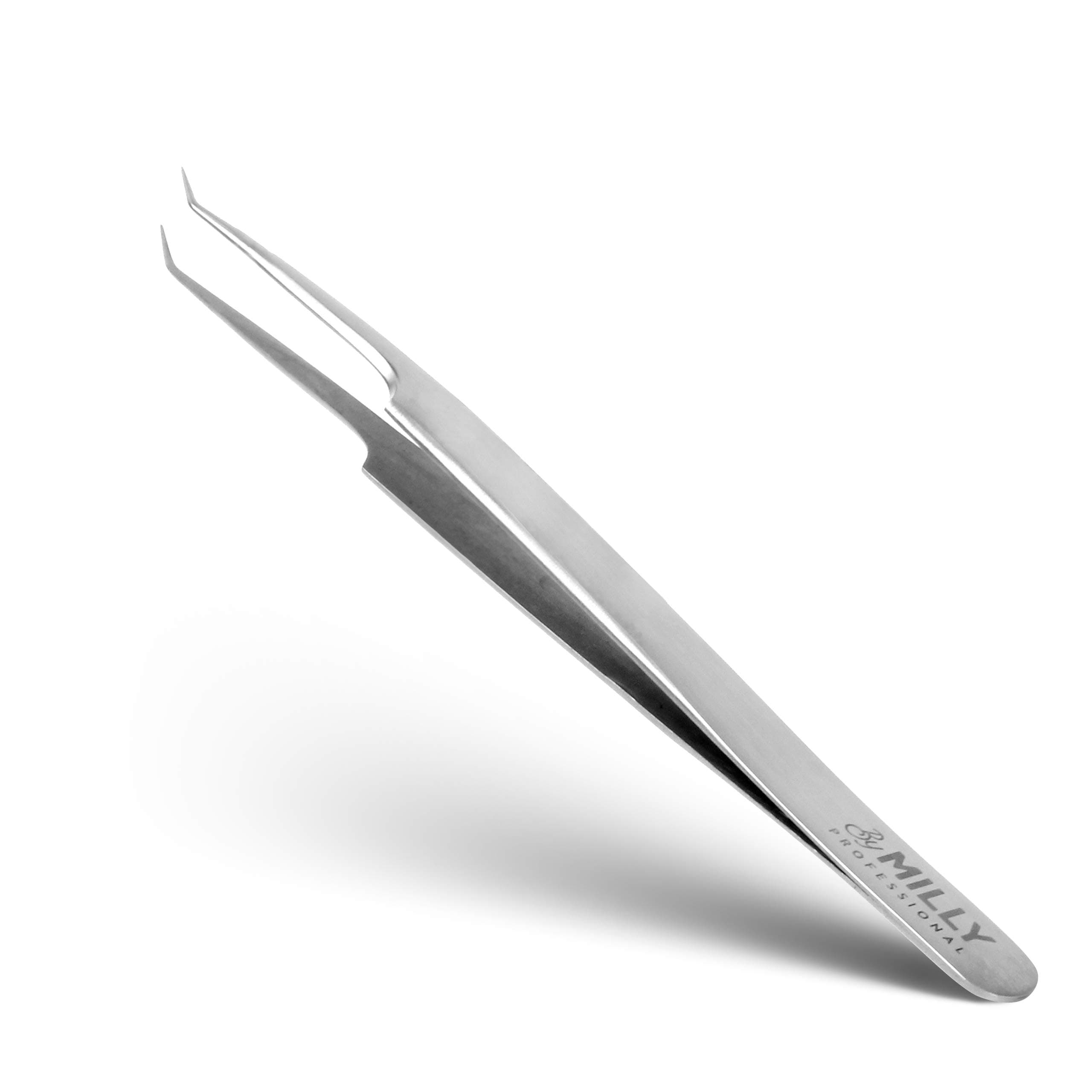 By MILLY Professional - Volume Eyelash Extension Tweezers - Lash Tweezers for Volume Pick-Up - Curved Precision Closure Tips - Titanium Coated Stainless Steel - 12 cm (4.72 inches)
