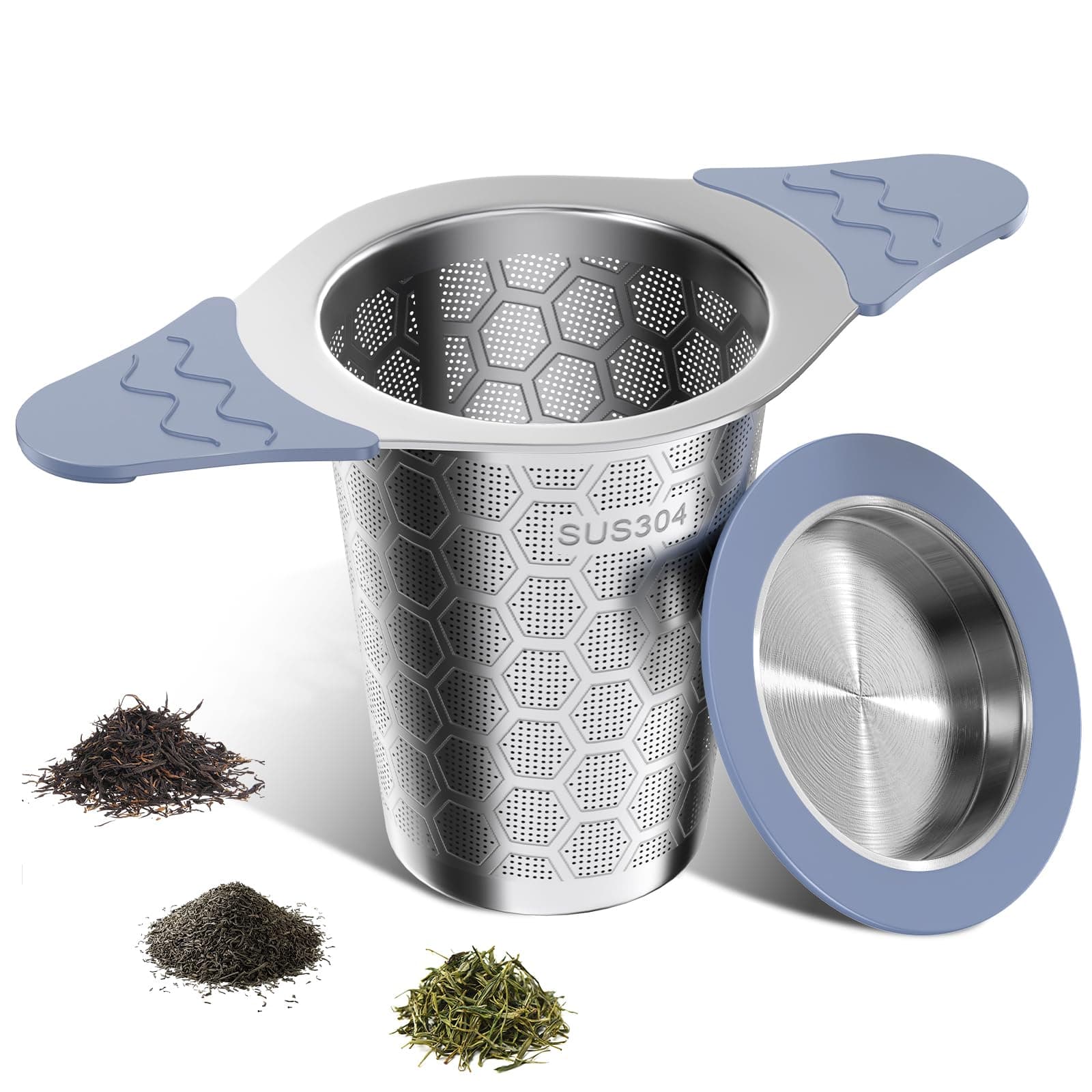 Tea Infuser for Loose Leaf Tea,Stainless Steel Tea Infuser with Heat Proof Silicone Handles,Extra Fine Mesh Tea Strainers Filter Fine Tea Leaves Effectively,Fits TeaPots/Mugs