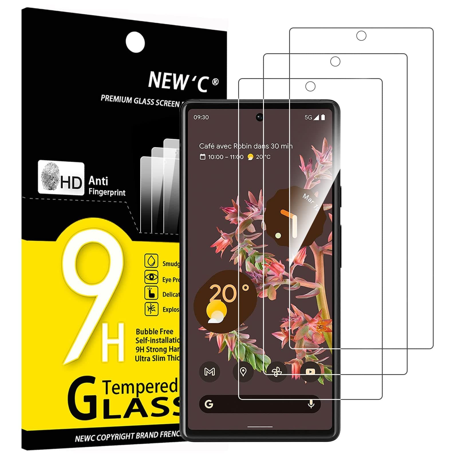 [3 Pack] Designed for Google Pixel 6 Screen Protector Tempered Glass, Case Friendly Anti Scratch Bubble Free Ultra Resistant