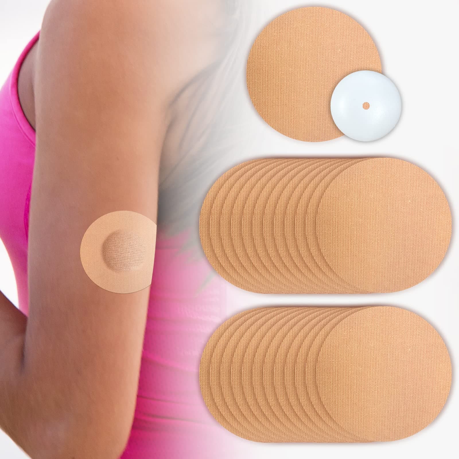 KOVOQLibre 3 Sensor Covers Classic Pack, 22 Waterproof Libre 3 Adhesive Patches, 1 Reusbale Customized Hardshell Cover, Latex-Free and Hypoallergenic (Tan)