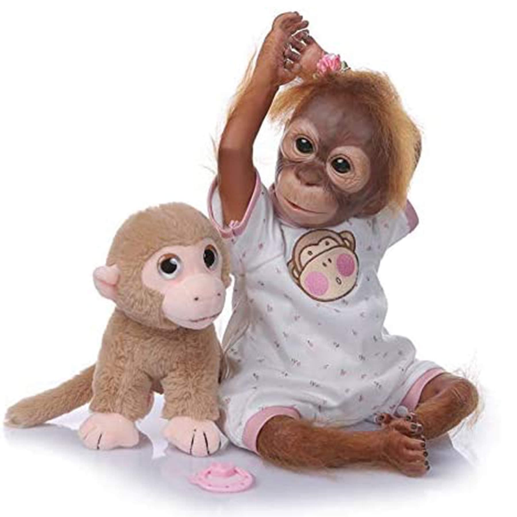 Zero Pam Lifelike Baby Orangutan Doll with Magentic Mouth, 20 inch Weighted Cotton Body Reborn Monkey Doll