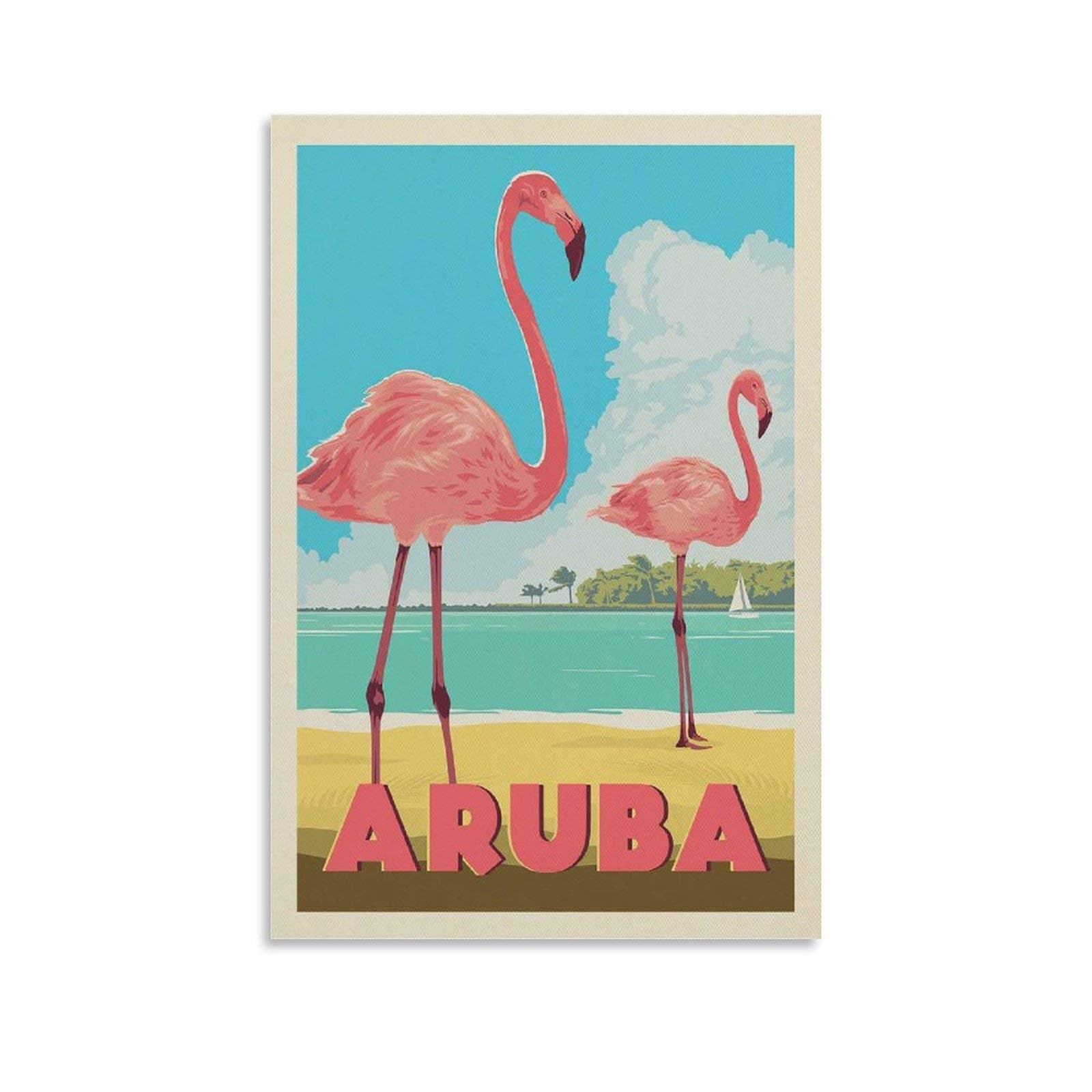 ZYTN Aruba Vintage Travel Poster Canvas Art Poster and Wall Art Picture Print Modern Family Bedroom Decor Posters 12x18inch(30x45cm)