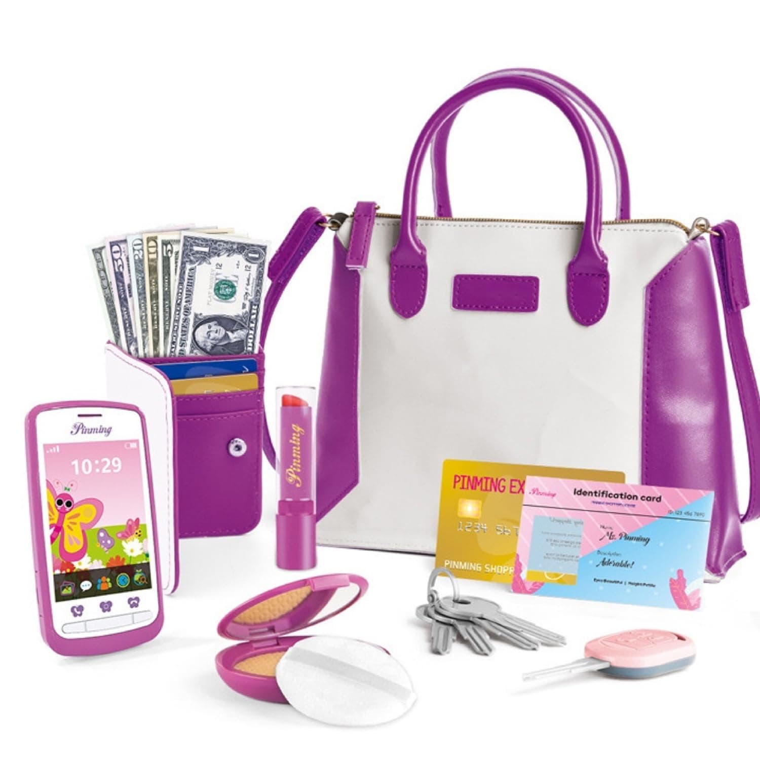 Play Purse For Little Girls, Toddler With Accessories, Fashion Girl Toys, Toy Purse, Handbag, Phone, Pretend Makeup, Wallet, & More, Purses 3 Year Old And Up