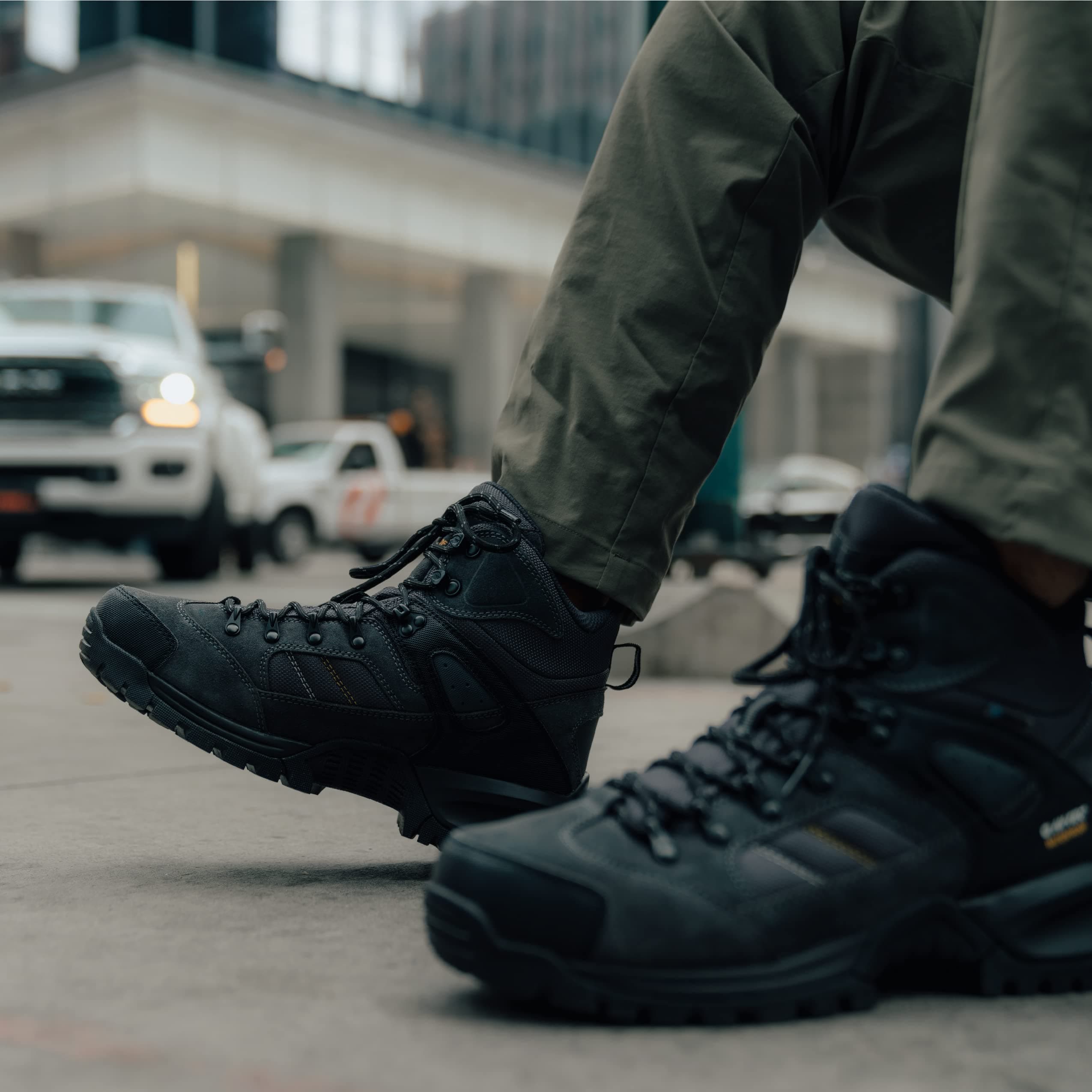 HI-TEC Black Rock WP Mid Men's Waterproof Hiking Boots, Lightweight Breathable Backpacking and Trail Shoes