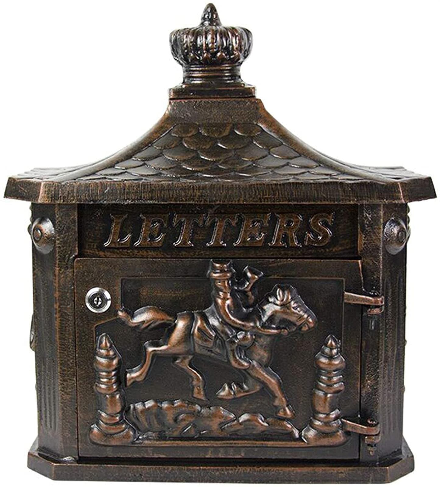 Wall Mounted Postbox Antique Cast Aluminium Letterbox Mailbox Weatherproof Letter Box for Home Office Indoor Outdoor Entryway Gate Decoration