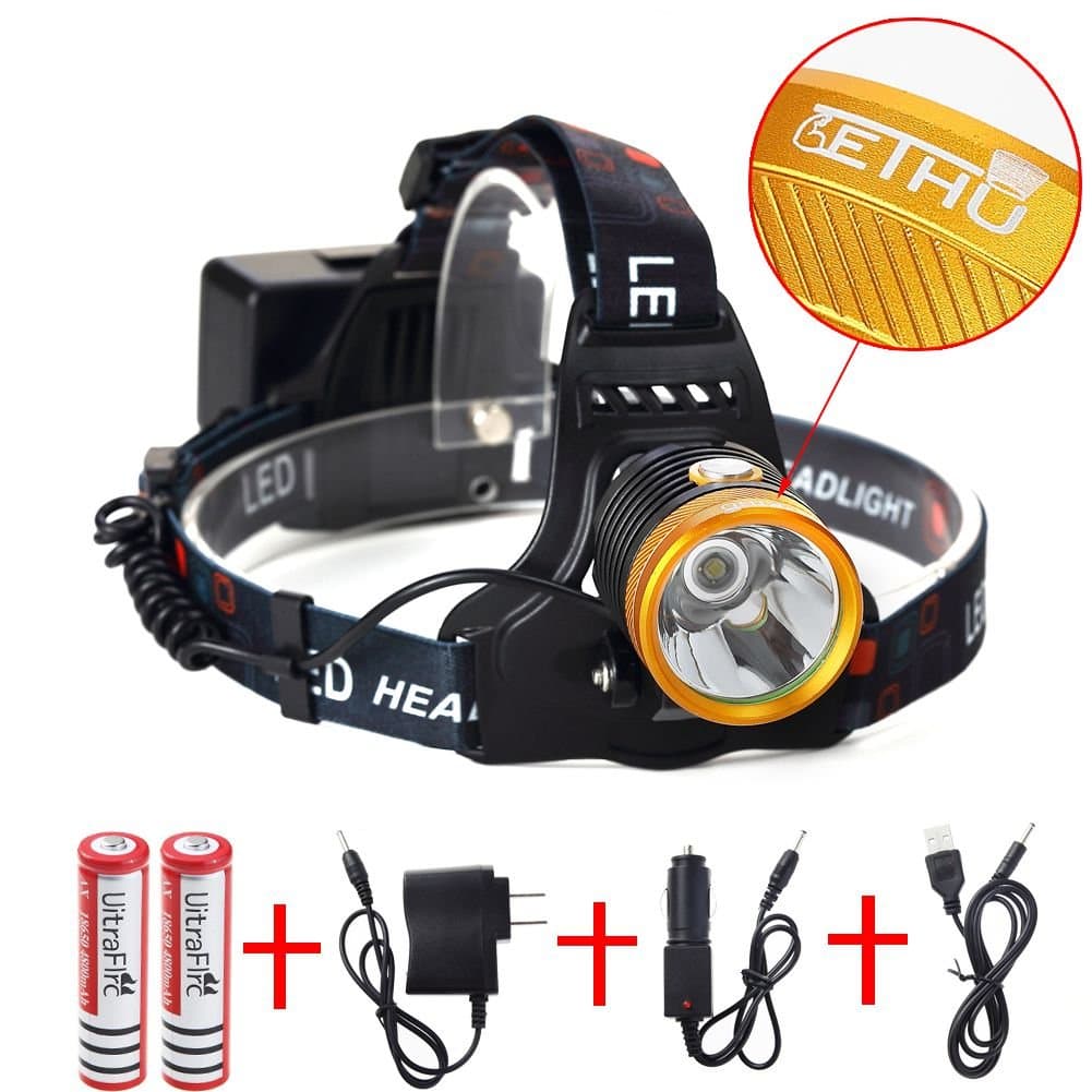Lethu 2000 Lumen Miner's Lamp Ultra Bright LED Headlamp.Ultra Bright LED Headlamp Flashlight - 3 Light-Modes; high, medium,low. Perfect Hands-Free Portable Work light and Power Sports Headlight