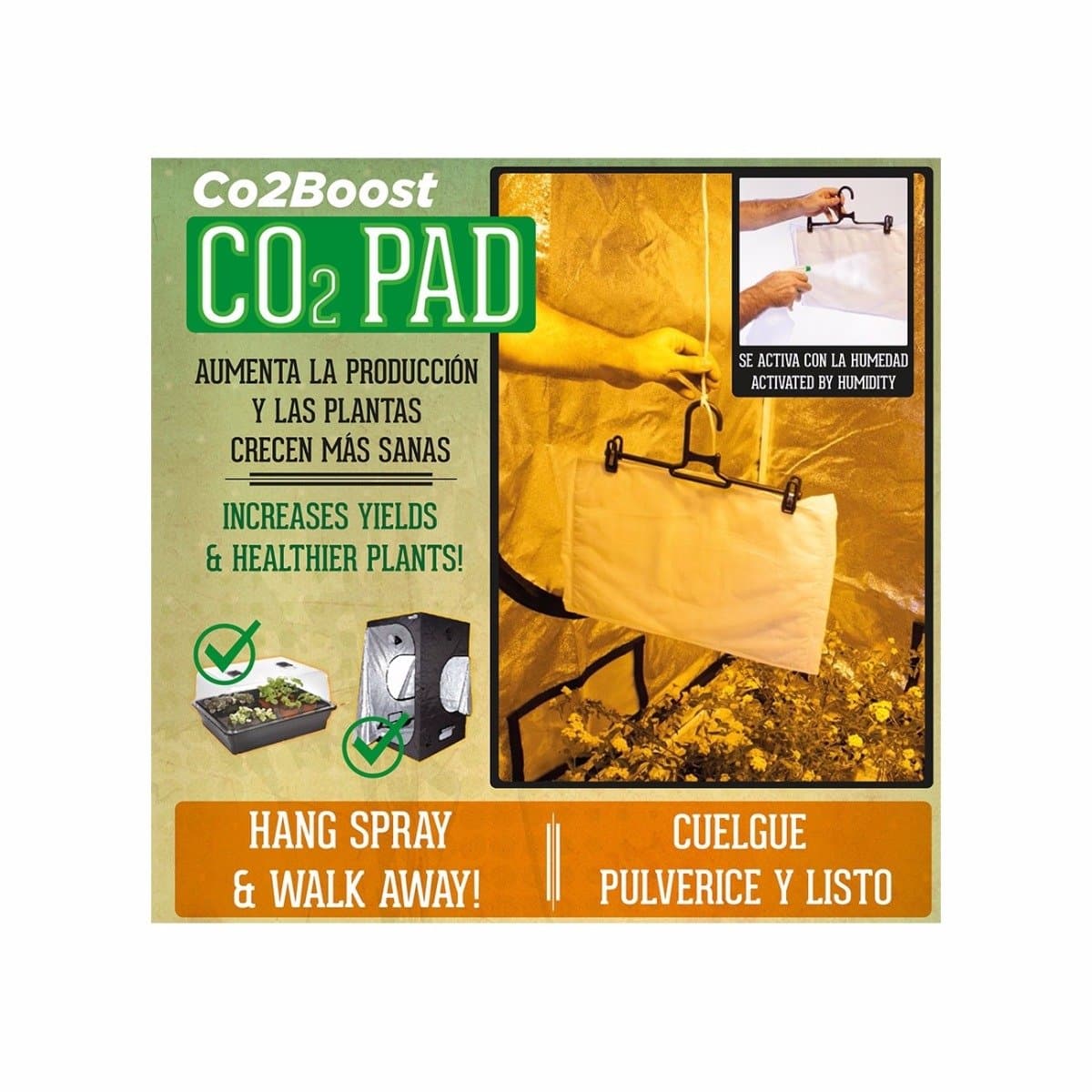 Natural Greenhouse Indoor Co2Pad Generator for Growing EZ CO2 with Hanger (1x)