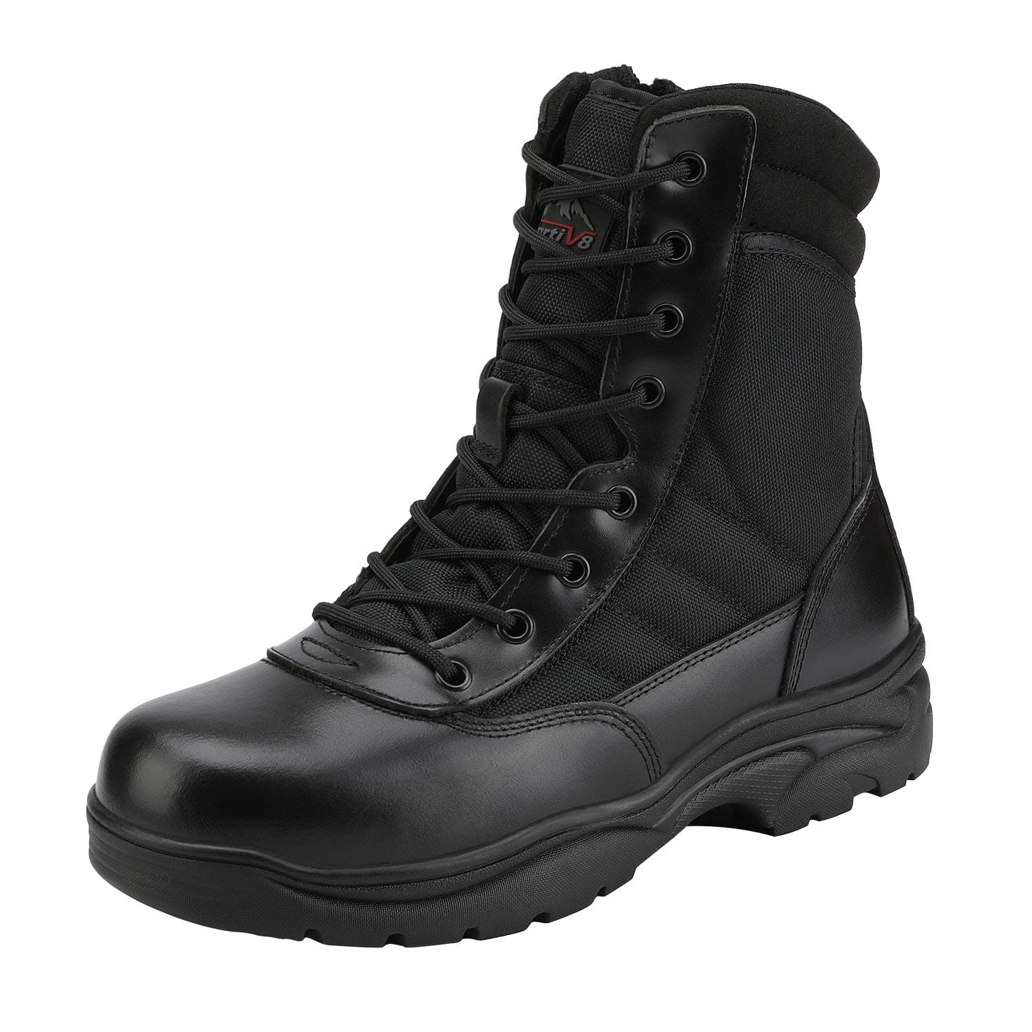 Men's Military Tactical Work Boots Side Zipper Leather Motorcycle Combat Boots Trooper