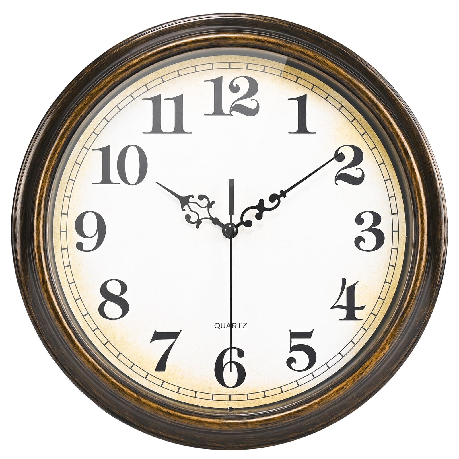 Wall Clock Battery Operated Silent Non-Ticking Vintage Wall Clocks for Kitchen, School, Living Room (12Inch, Bronze)