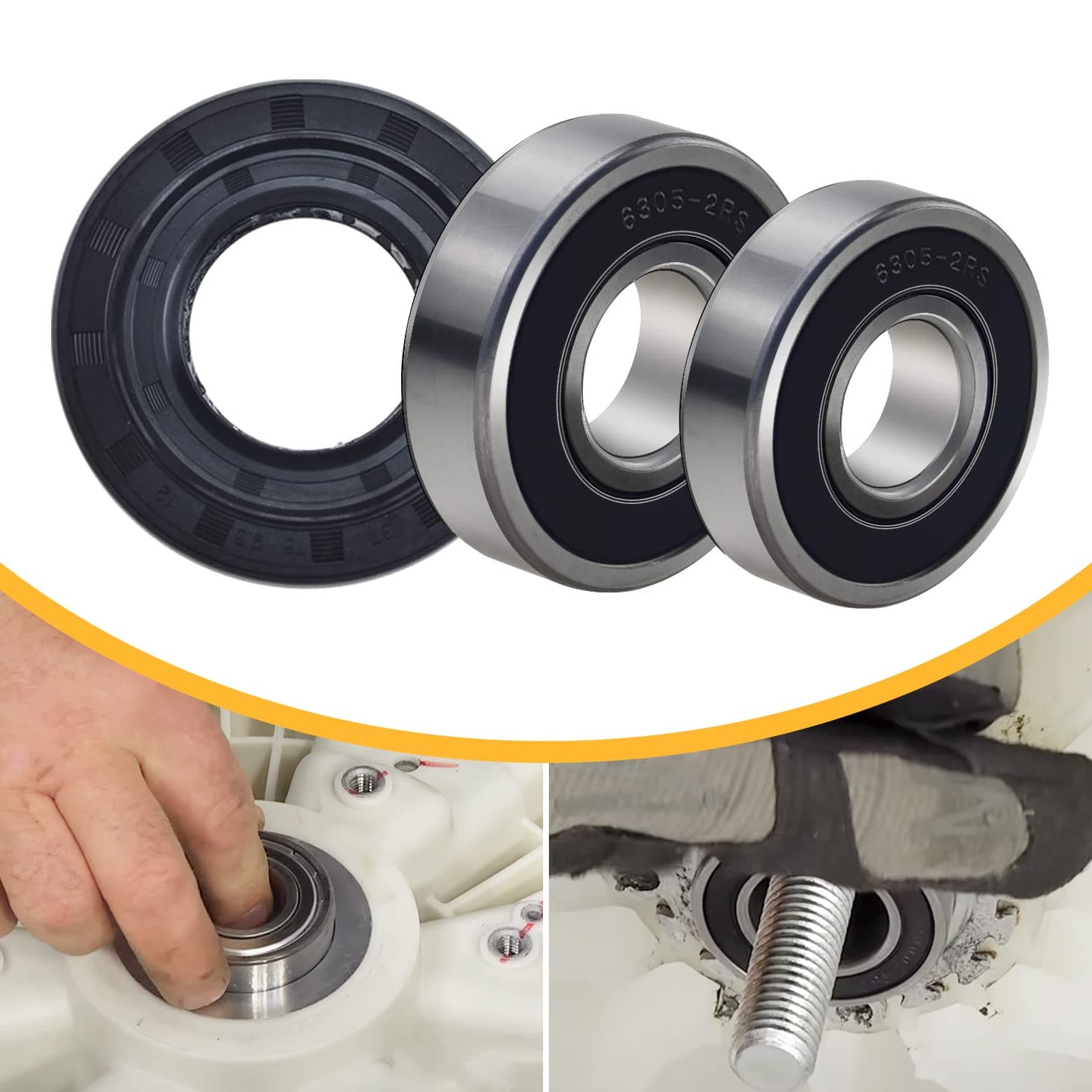 Front Load Washer Tub Ball Bearings Washing Machine Bearing Kit Suitable for LG & Kenmore Etc Replacement Part 4036ER2004A 4036ER4001B 4280FR4048E 4280FR4048L-Black