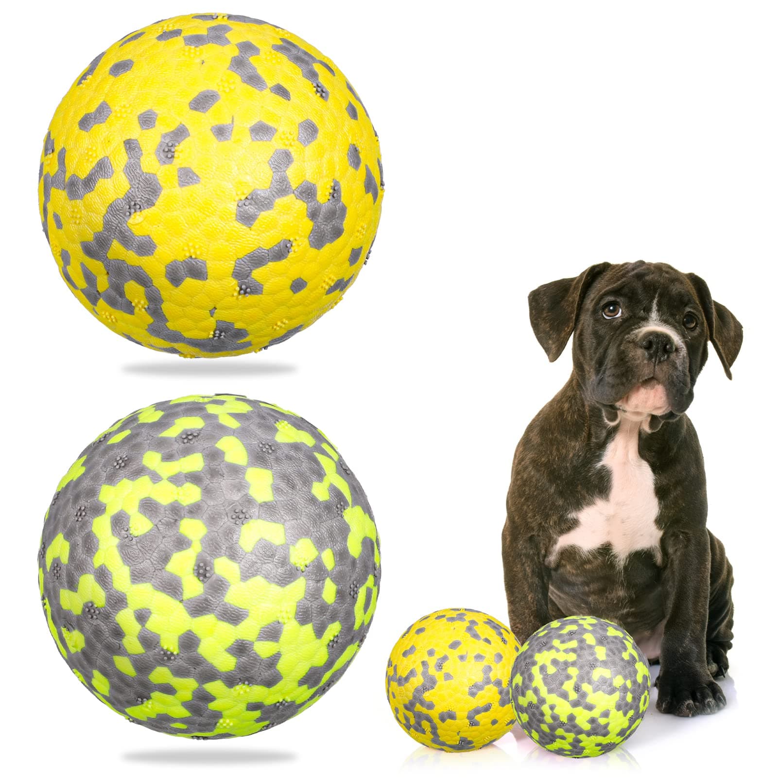 Dacitiery Indestructible Dog Ball Ball Resistant Teeth Training Dog Toys Rubber Dog Toy Throw Toy Dog Ball Dog Jolly Ball for Small Medium Large Dog (3 Inch/7.6cm)