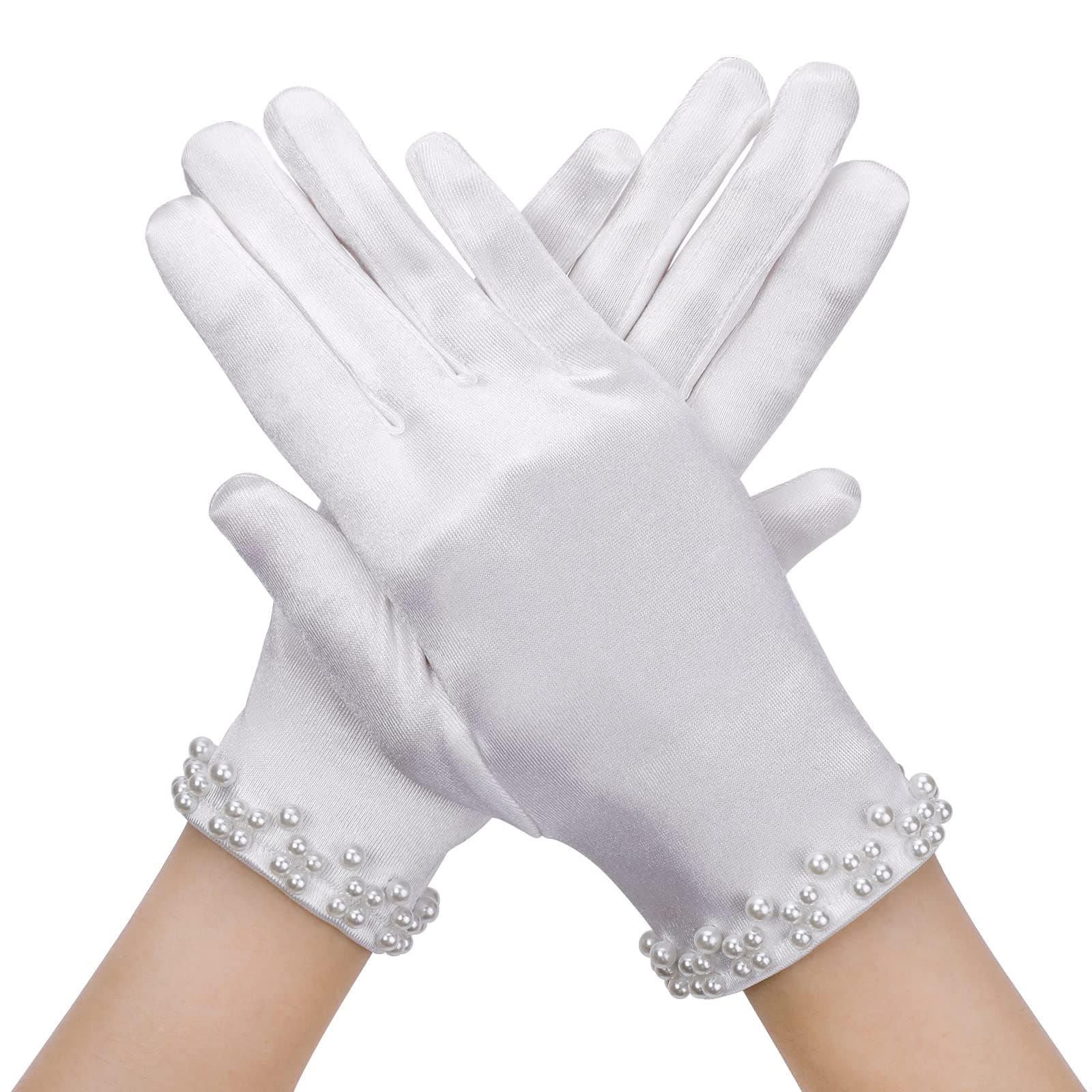 Satin Gloves - Women's Short Wrist Length Gown Opera Wedding Banquet Dress Prom Evening Gloves
