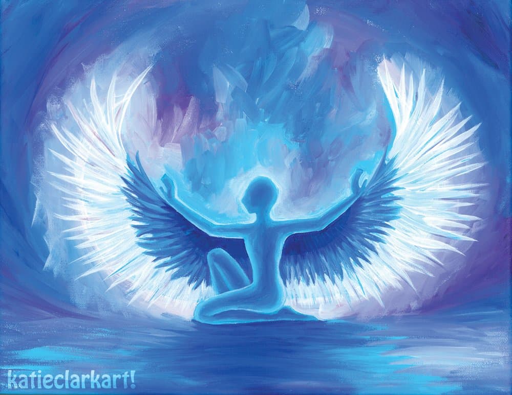 Light of Isis - Art Print of Original Acrylic Painting - Blue Fantasy Art - Angel Print - Goddess - Surreal Portrait - Energy Art