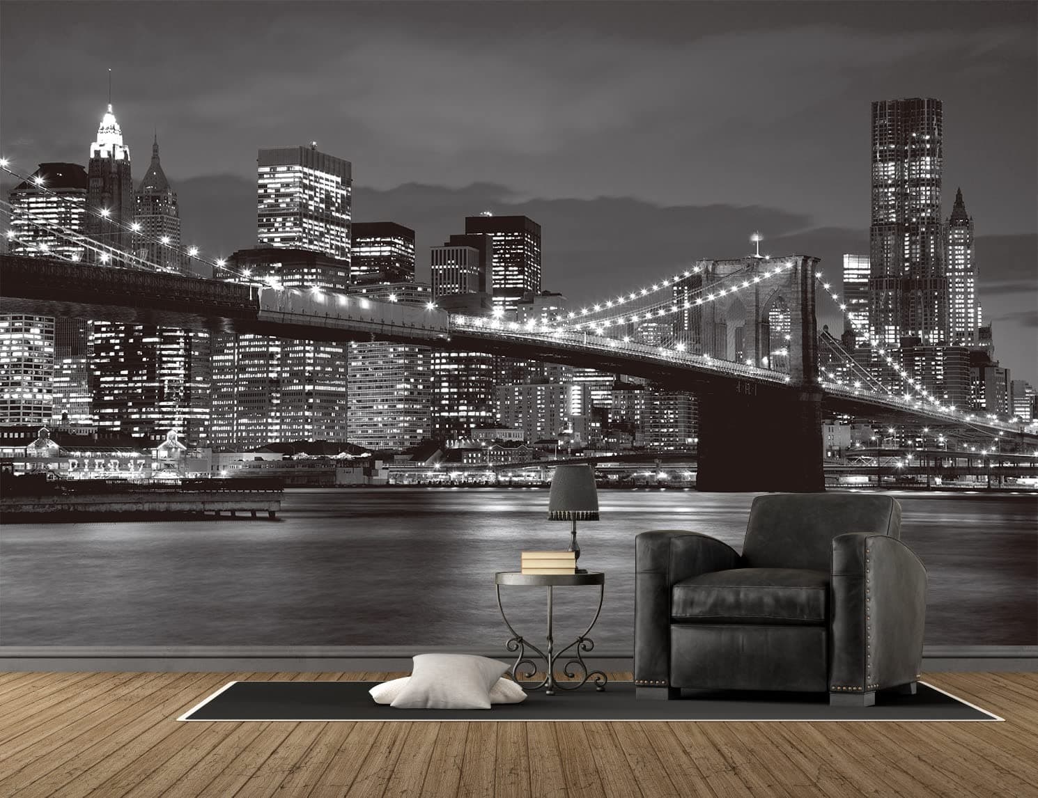 Brooklyn Bridge and New York City Wall Murals Large Photo Wallpaper Murals for Wall Living Room Bedroom Dining Room(Not Self-Adhesive), 108''x75'' (275x191cm)