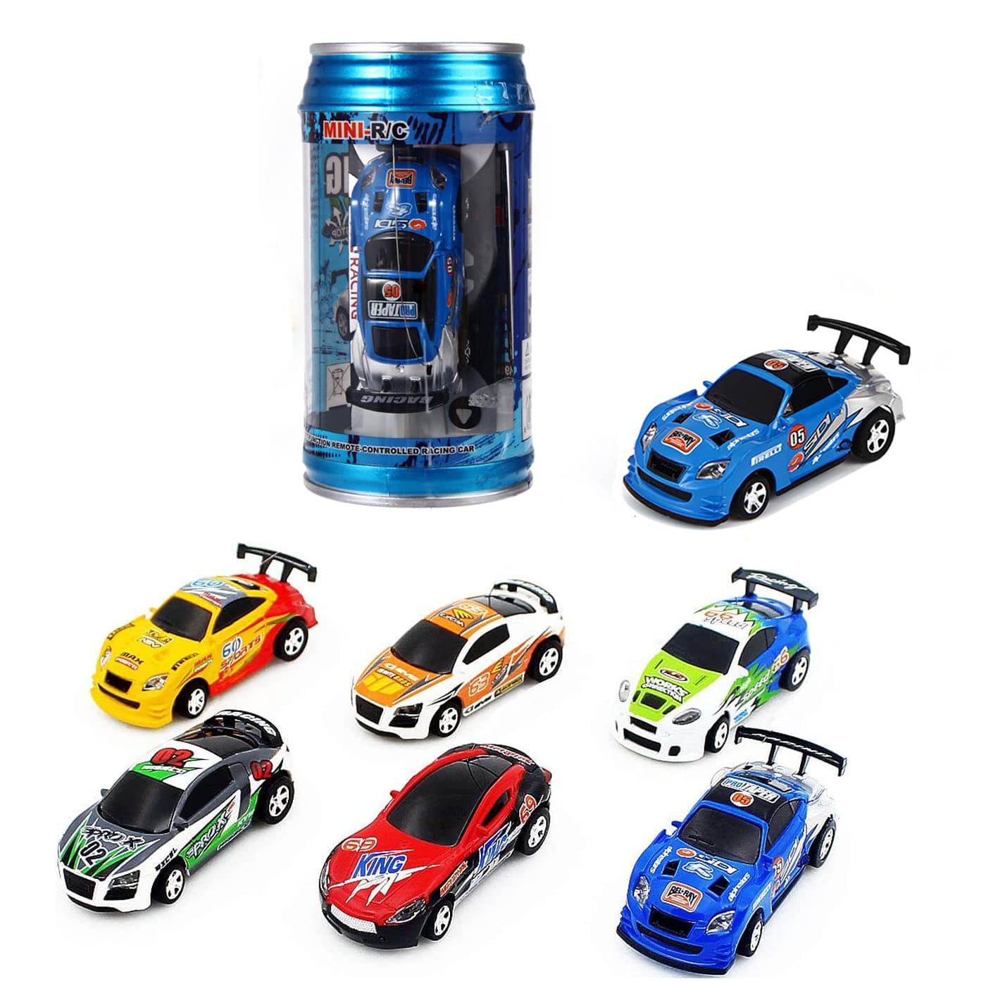 haomsj Mini Coke Can Speed Rc Radio Remote Conrtol Micro Racing Car With Led Lingts Toys Kids Gift,Multicolor