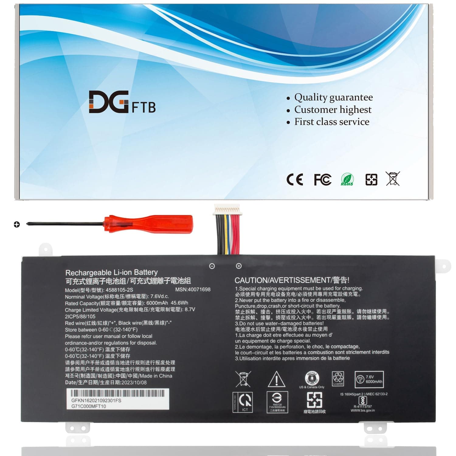 DGFTB 4588105-2S 4588106 4588106-2S 40071698 40072215 Laptop Battery for Dynabook Satellite PRO C50-H C50-E C40-H C50-H-108 C50-H-103 for MEDION Akoya E15403 30027586 30027881 (7.6V 45.6Wh/6000mAh)