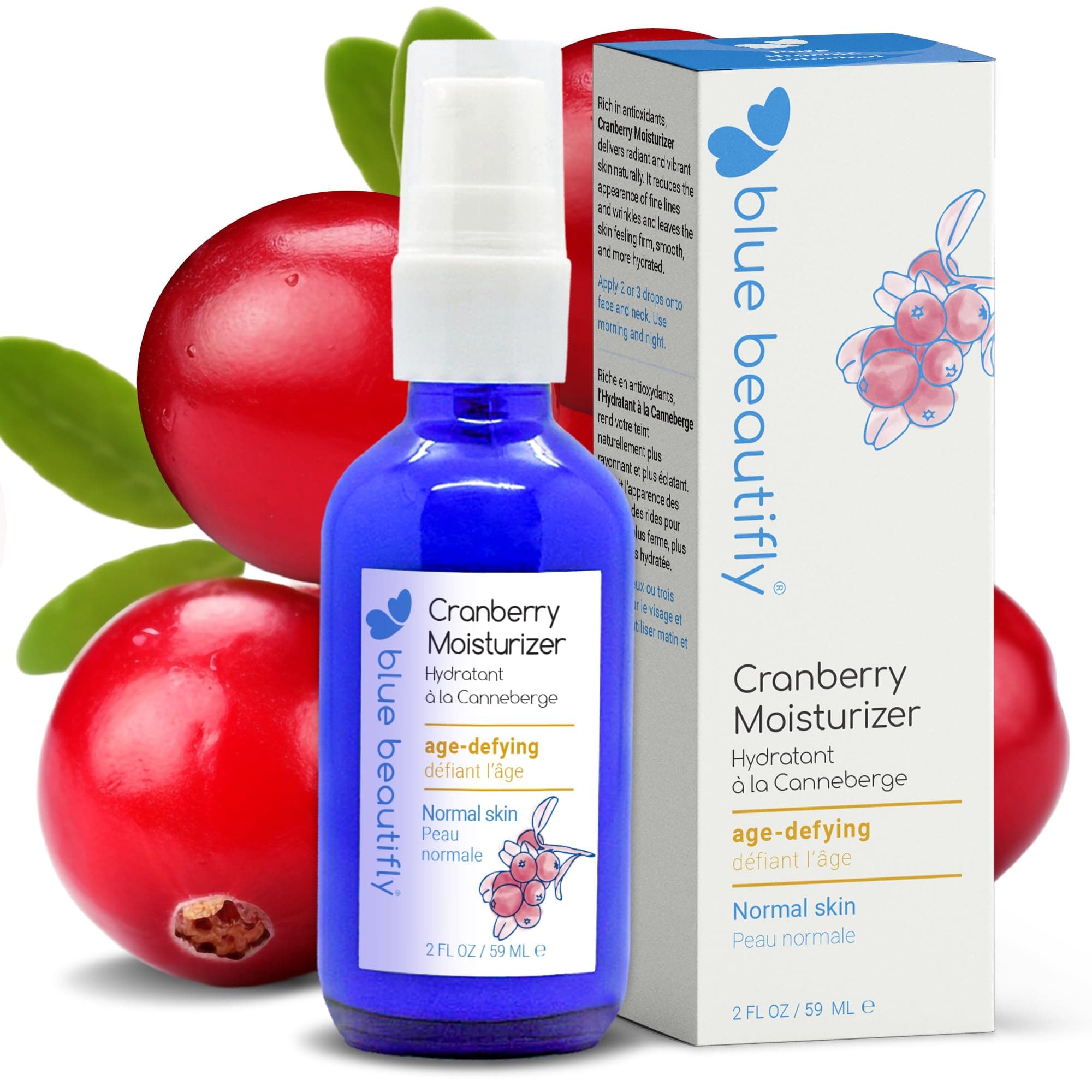 Cranberry Face Moisturizer - Restores Elasticity, Boosts Collagen, and Protects the Skin - Hyaluronic Acid Moisturizer Super-Charged with Ribose, and Marine Pine Bark Extract - 2 fl oz