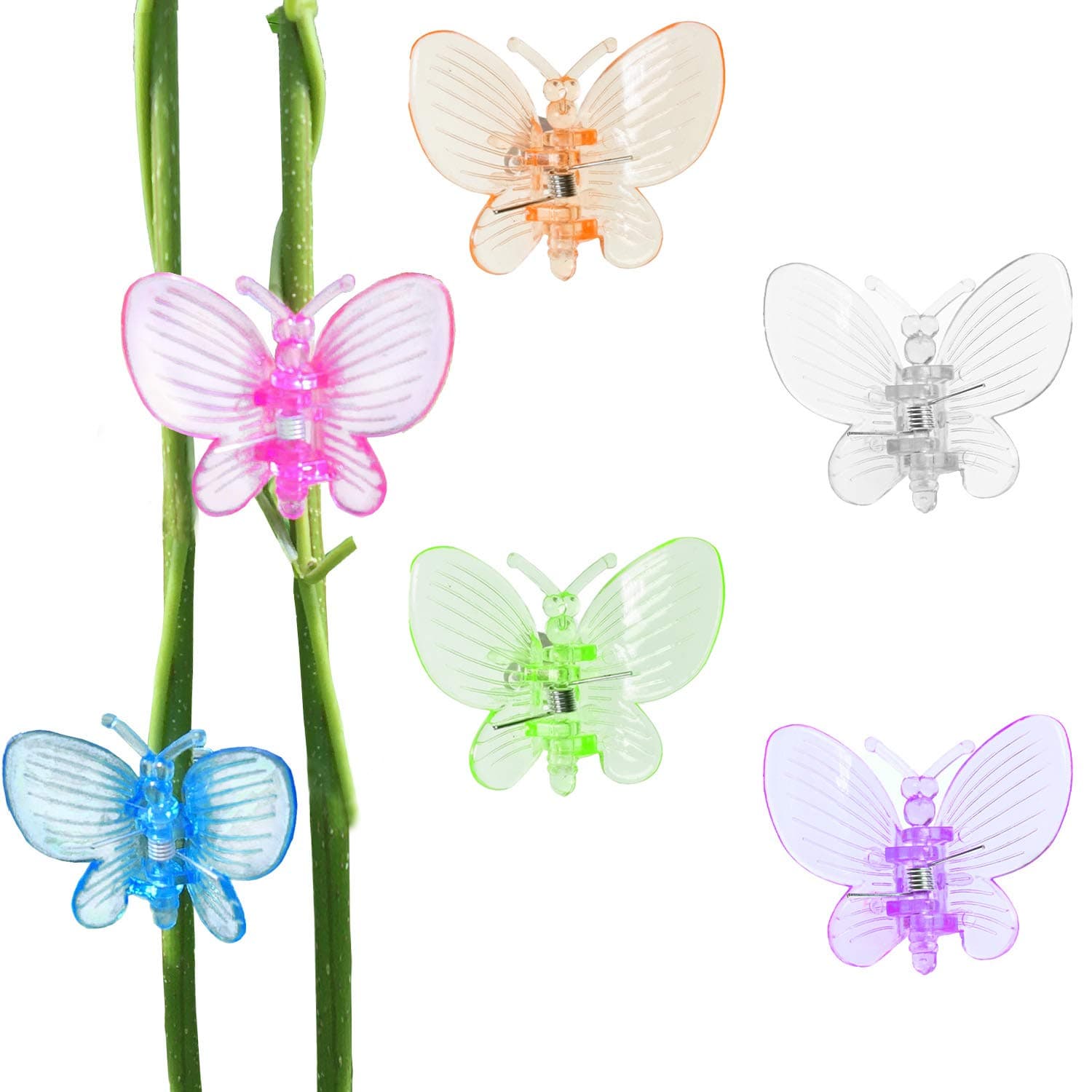 BEADNOVA Orchid Clips 30Pcs Butterfly Plant Clips Orchid Support Clips Vine Clips Plant Clips for Support Flower Orchid Vine (Mix Color, 30PCS)