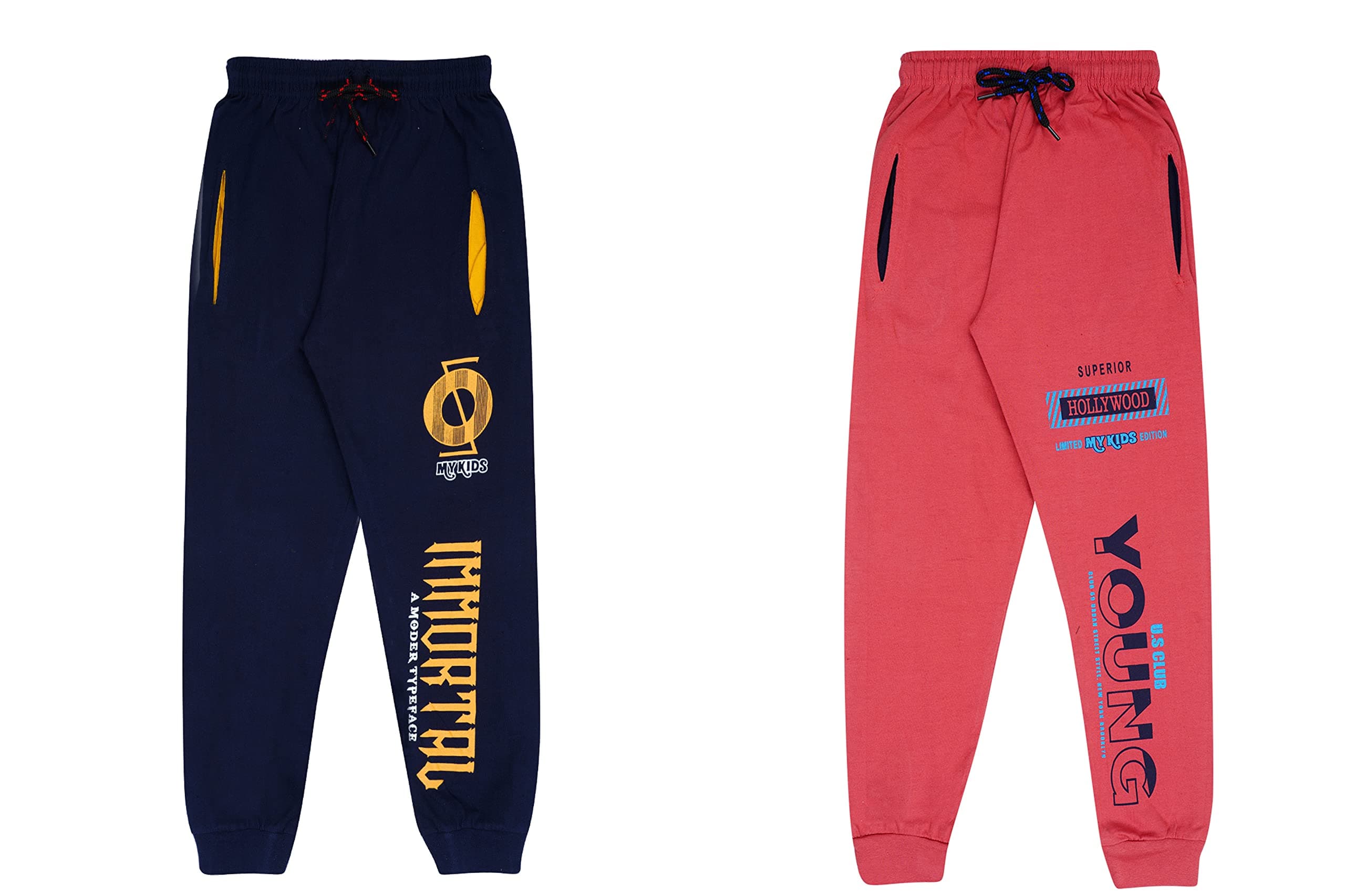 Inby Apparel Boys & Girls Cotton Regular Fit Pant Pack of 2 - (Multicolor)_Pant_K422