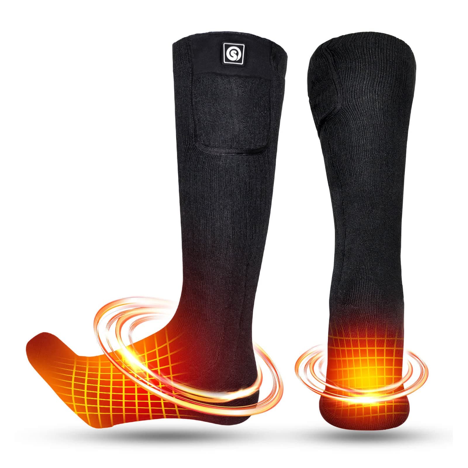 Upgraded Rechargeable Electric Heated Socks,7.4V 2200mAh Battery Powered Cold Weather Heat Socks for Men Women,Outdoor Riding Camping Hiking Motorcycle Skiing Warm Winter Socks （L