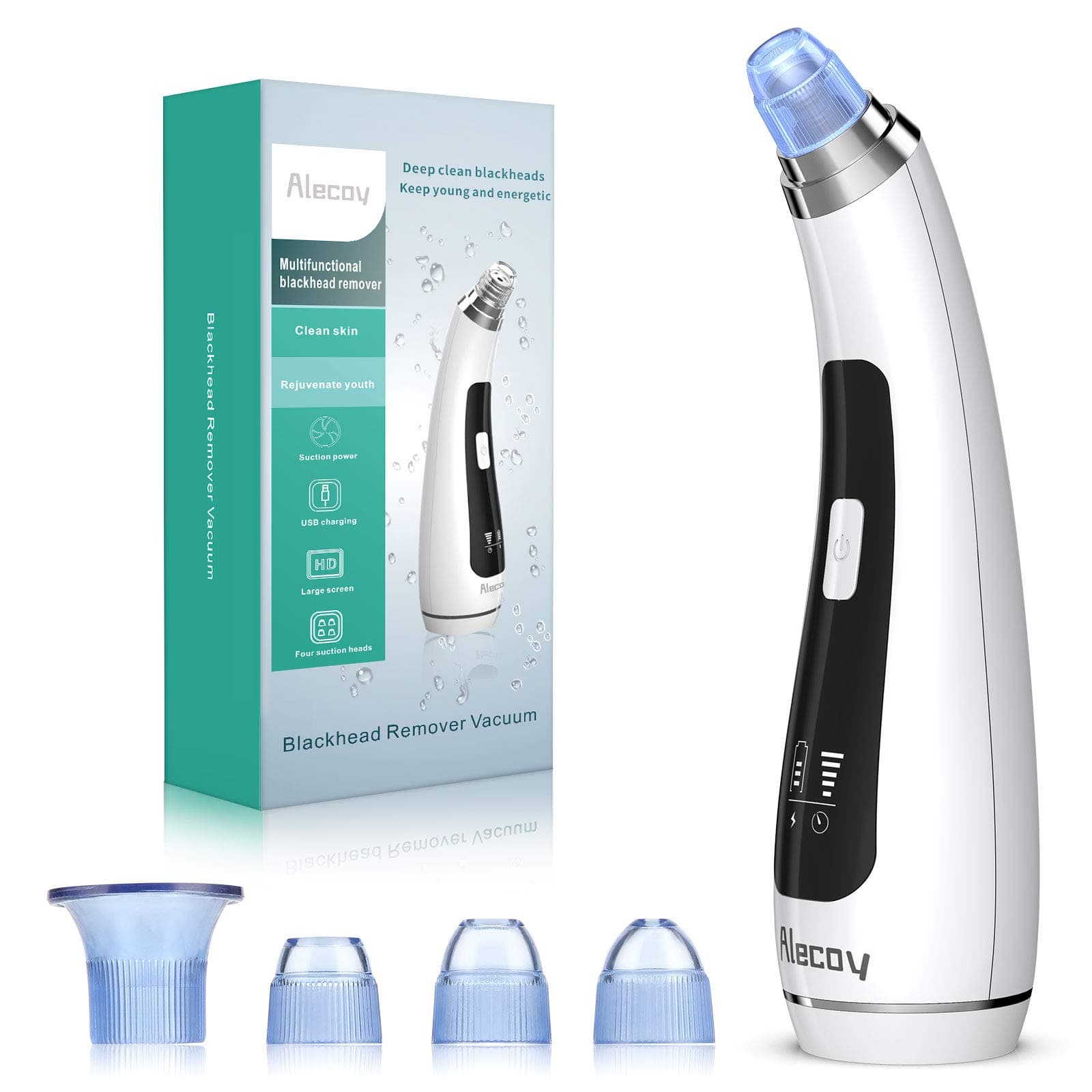 Blackhead Remover Vacuum Blackhead removal tool Blackhead Vacuum,USB Rechargeable Face Vacuum Acne Comedone Extractor Tool Pore vacuum Cleanser Suction Tool with LED Display-Suction Force for All Skin