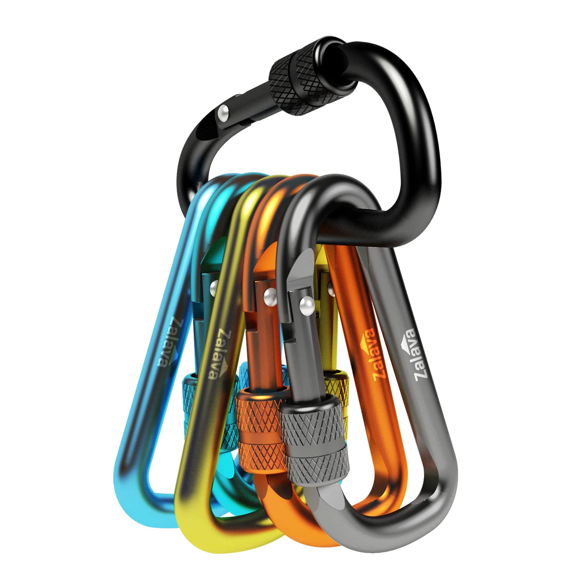 Zalava Carabiner Clips, D Ring Locking Carabiners, Aluminum Alloy Key Chain Hook for Camping, Fishing, Hiking Traveling, Durable and Lightweight