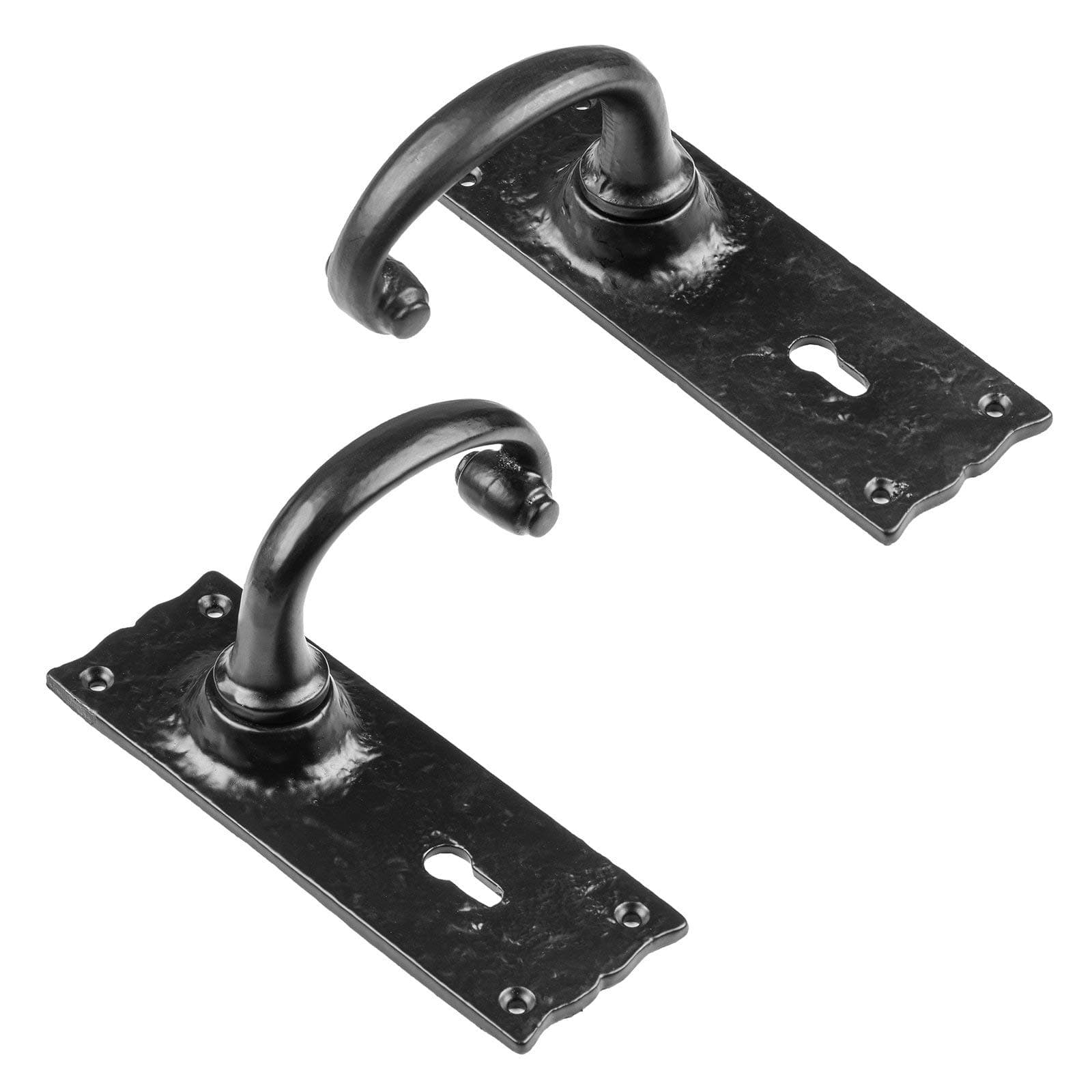 Bridewell Ironmongery Black Cast Iron Antique Door Handles Bathroom, Lever Latch Or Lock (Lever Lock)