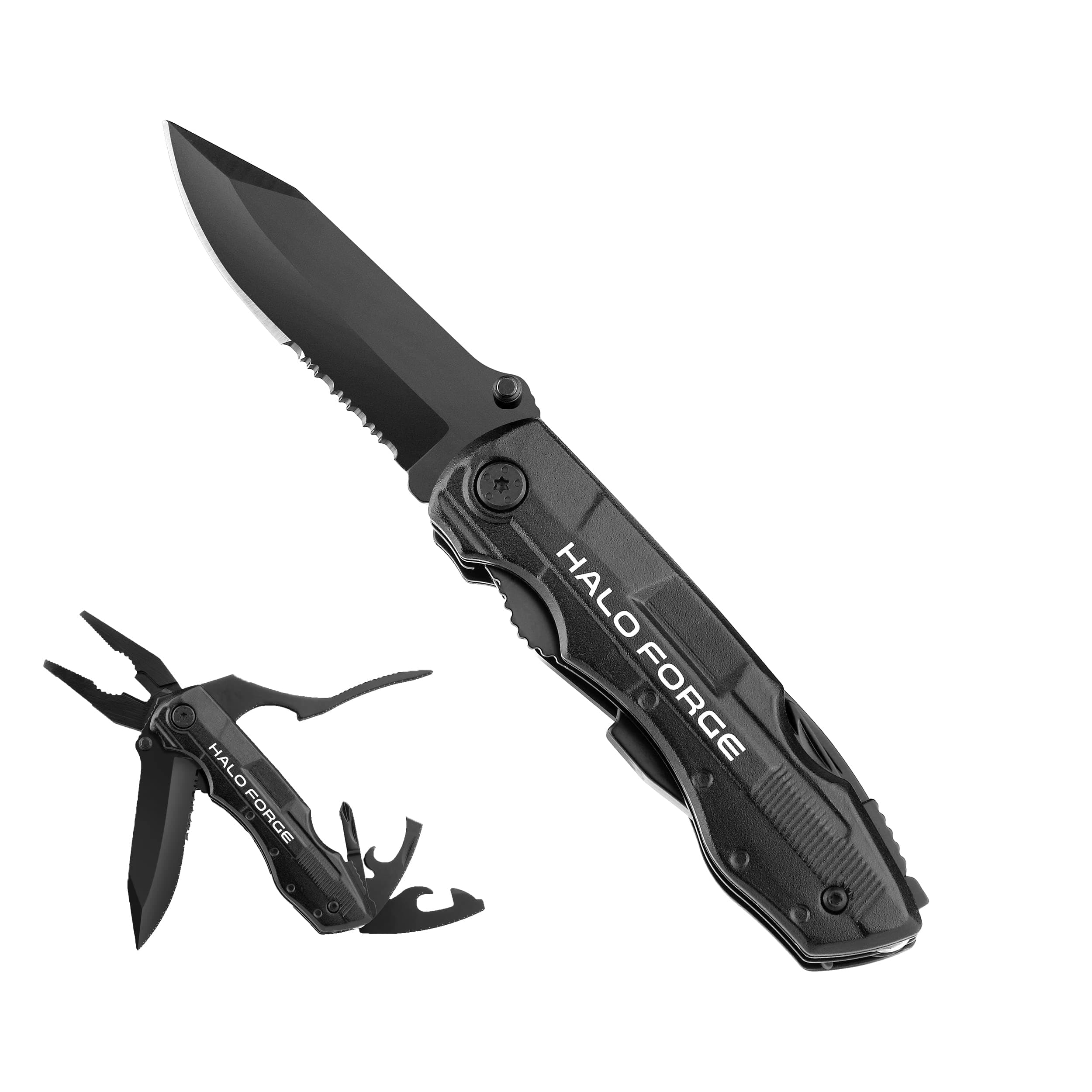 HALO FORGE Multitool Pocket Knife - Folding Knife Blade, Pliers Stainless Steel Multipurpose Bottle Opener Screwdrivers for Men Gifts Outdoor Camping Fishing Hiking
