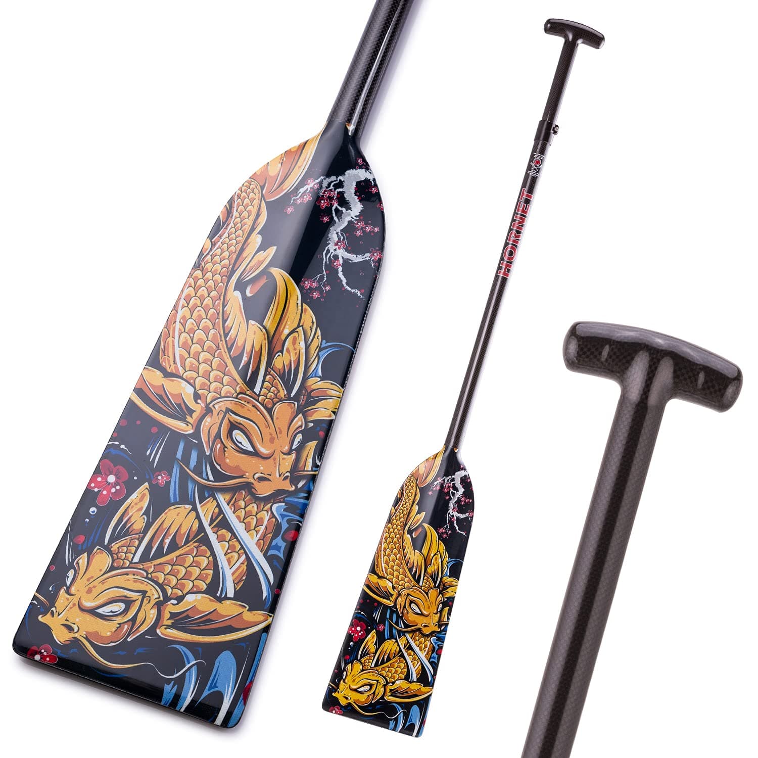 Hornet Watersports Dragon Boat Paddle Adjustable Carbon Fiber Sakura Koi Lightweight IDBF Approved