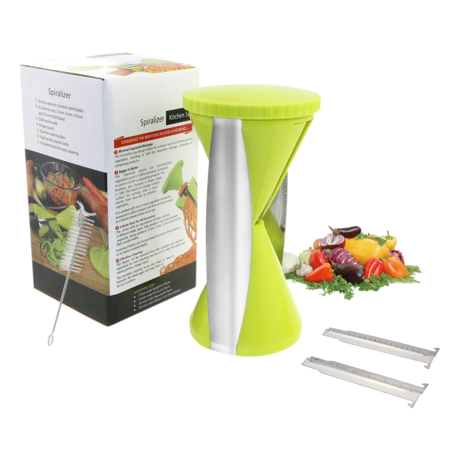 Kitchen 4 You 4 Blade Vegetable Spiral Slicer - Best Spiralizer 150% Bigger for 50% Less Wastage - Pasta Make Cutter
