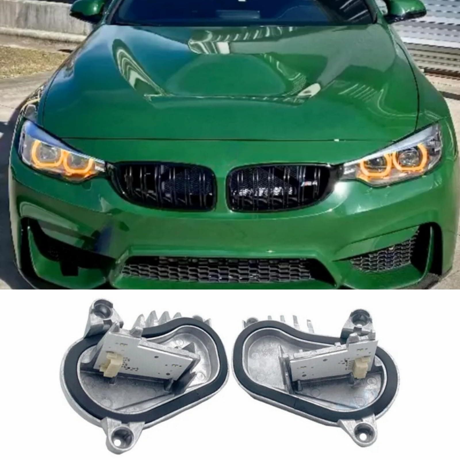 2Pcs DRL Angel Eyes LED Modules Set Compatible with 2018 2019 2020 M3 F80 F82 F32 F34 F36 F83 M4 LCI 420i 430i 440i Non-adaptive LED Headlight Daytime Running Light, DRL Modules, Amber
