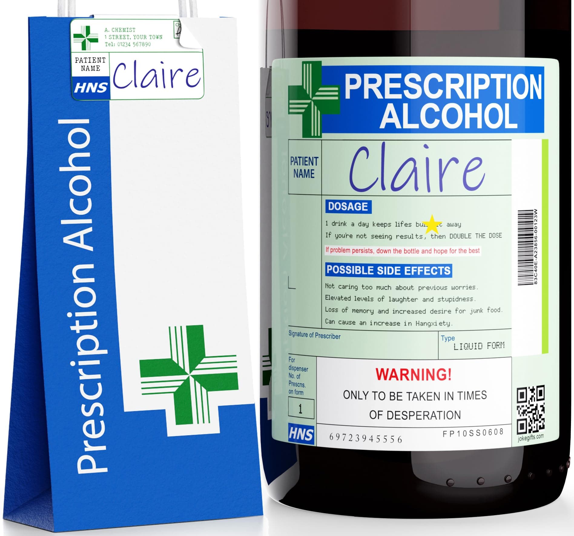 Funny Fathers Day Gift for Dad Prescription Wine Label & Bottle Bag, Valentine's Gifts for Wife Valentines Day Gift for Girlfriend Prescription Wine Prosecco Gifts Funny Birthday Gifts for Women Mum