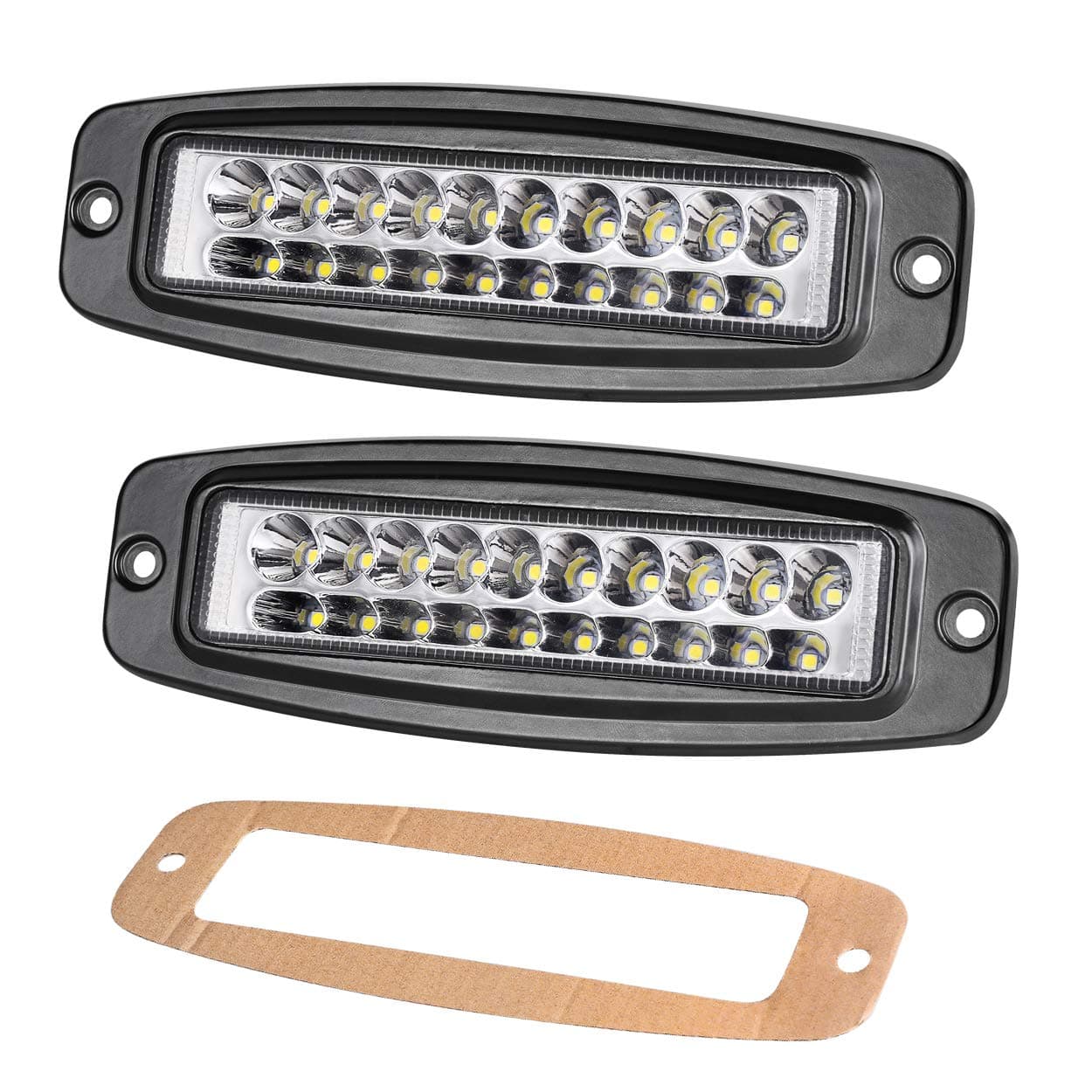 Flush Mount LED Pods, SWATOW 4x4 2pcs 7 inch 46W Flush Lights Slim Light Bar Spot LED Work Light Driving Fog Lamp Off Road Bumper Lighting Waterproof for Truck Car Backup ATV SUV Boat