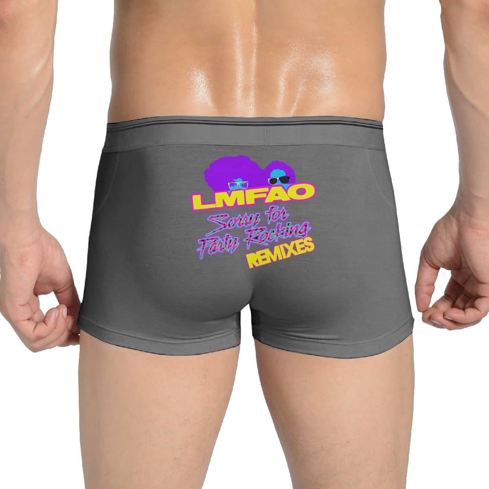 NING Sexy Lmfao Logo Sorry For Party Rocking Seamless Stretchable Boxer Panties For Fashionable Men Ash XXL