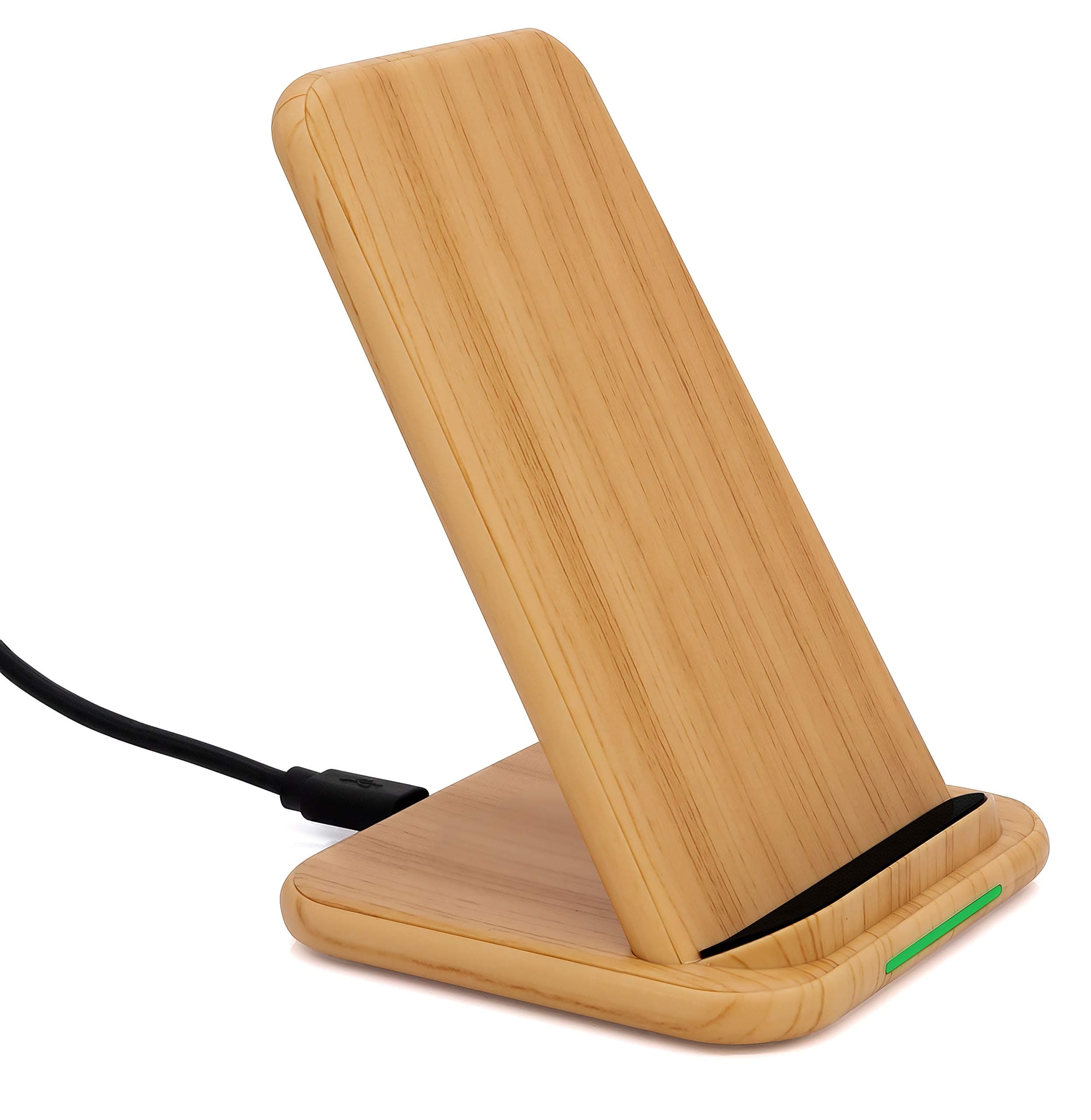 MyGadget Wireless Charger Stand - Charging Station inductive Power Pad for Qi enabled Phones Samsung Galaxy Fold S9áS8 Apple iPhone11 X XR XS Max - Bamboo