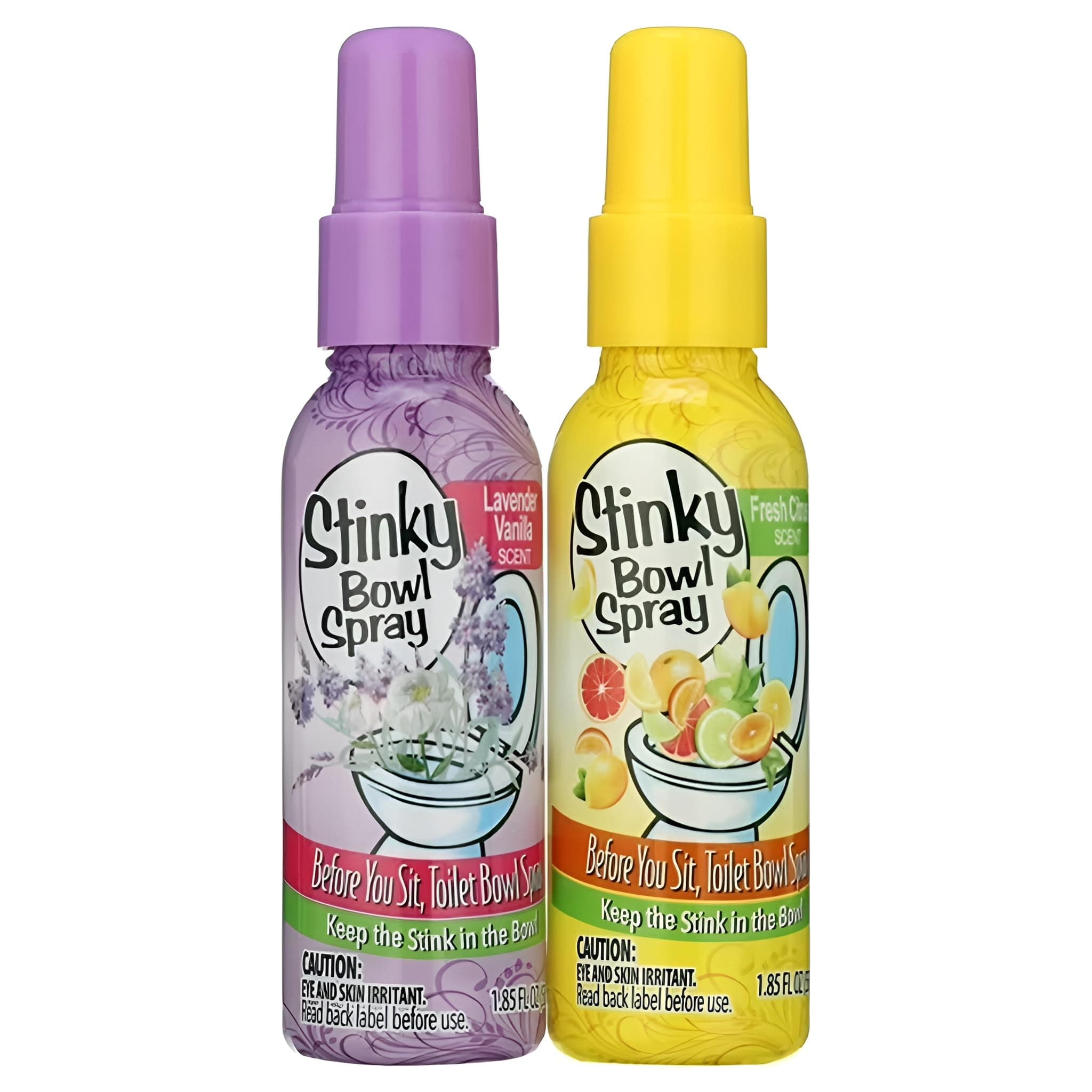 Set of 2 Stinky Bowl Spray 1.85oz - Before You Go Toilet Bathroom Deodorizer - Features Fresh Citrus Scent and Lavender Scent!